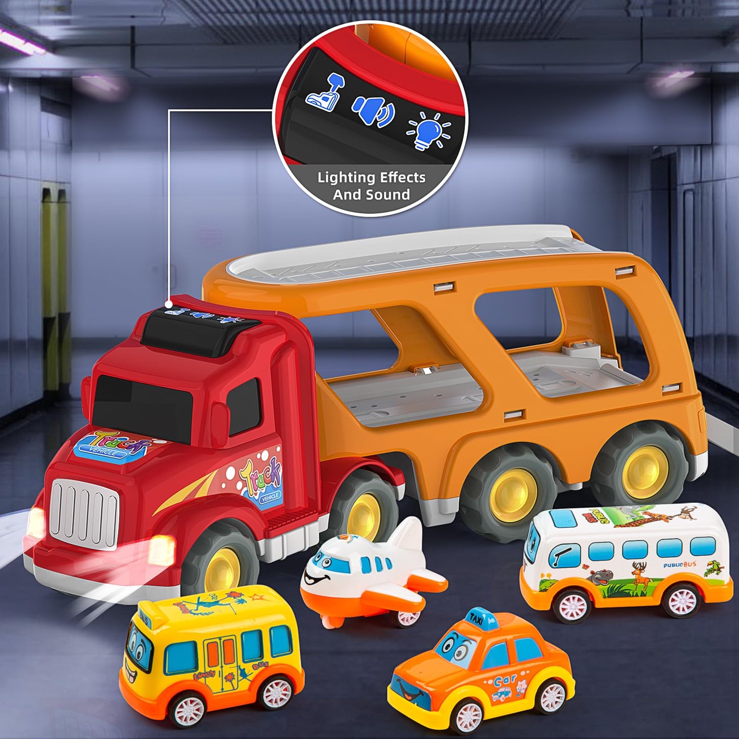 Veslier Toddler Toys Car for Boys Girls Age 3-5, 5 in 1 Carrier Transport City Vehicles Toys,Kids Toy Cars for Toddlers 3, Christmas Birthday Gift for Toddlers