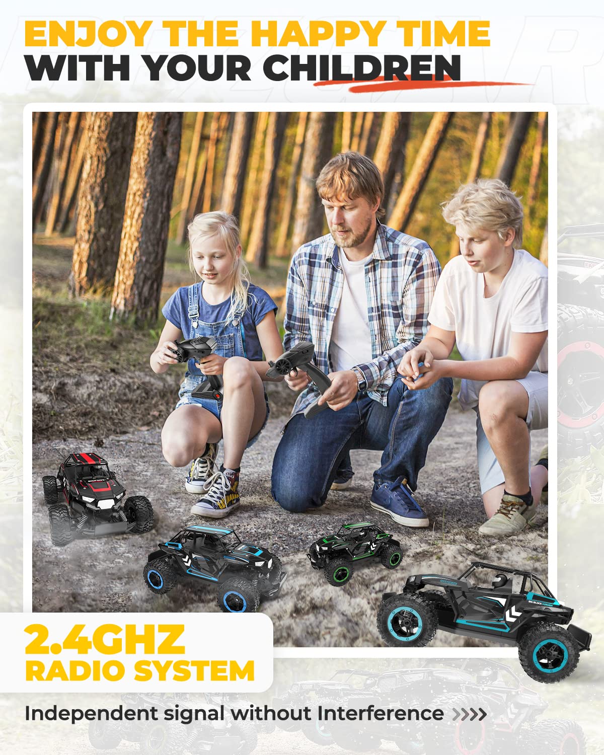BEZGAR TB142 Remote Control Car - 1:14 Scale RC Cars, 20 Km/h 2WD All-Terrains Electric Off-Road Vehicle Truck Crawler Toy with Two Rechargeable Batteries for Boys Kids and Adults
