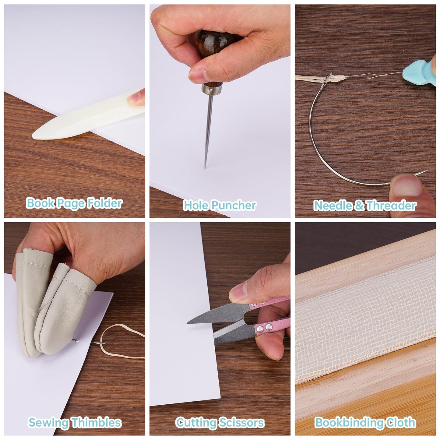 NiHome 35 PCS Book Press Binding Kit for Notebooks, Lesson Plans, Document Organization - Compact Bamboo Bookbinding Tools, Book Binding Supplies with Portable Handle for Beginners DIY