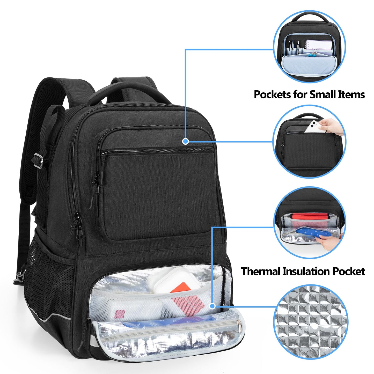 SAMDEW Travel Wheelchair Bag, Wheelchair Backpack to Hang on Back with Cup Holder, Wheel Chair Accessories Backpack for Adult & Senior, with Thermal Insulation Pocket for Medicine Storage, Bag Only