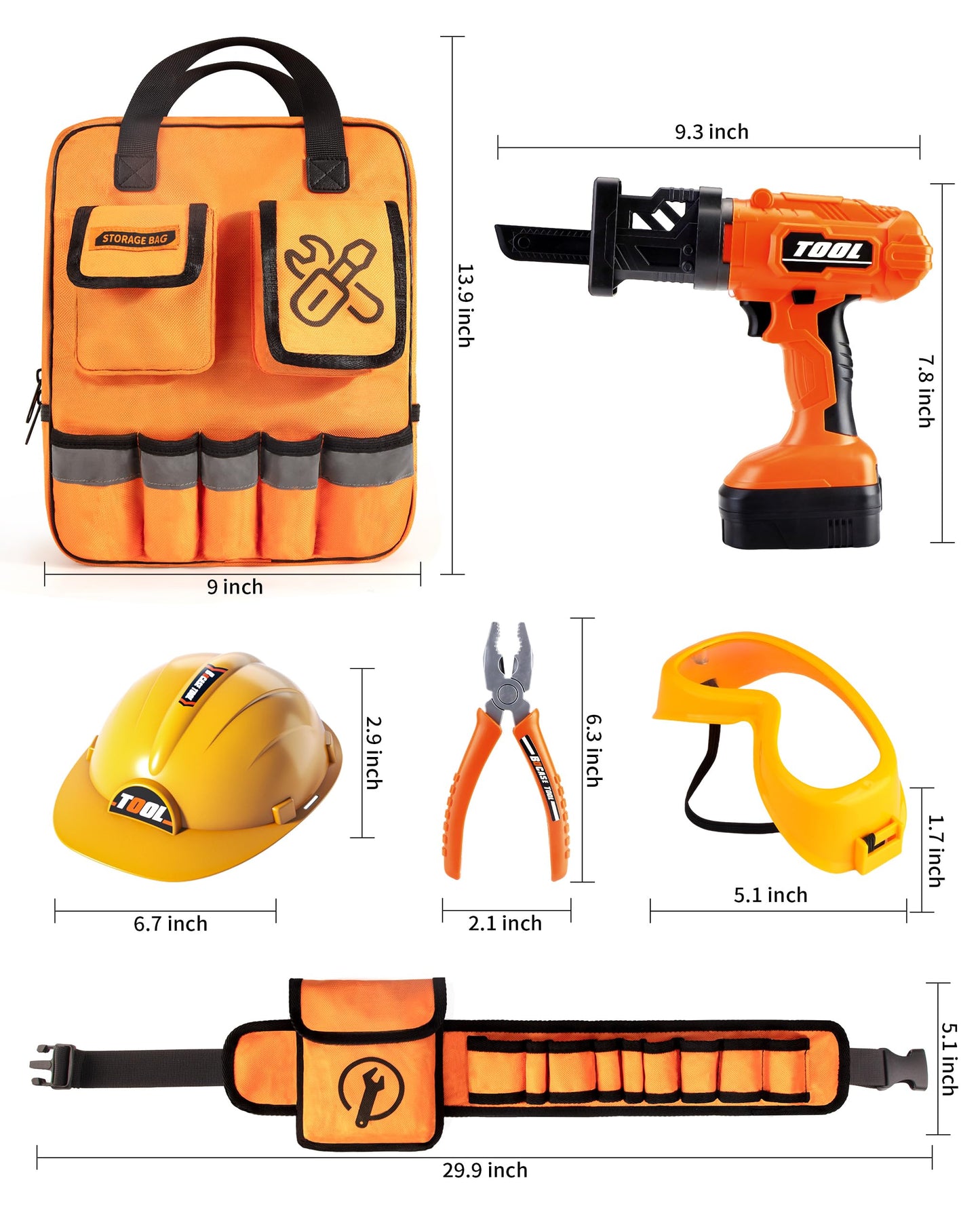 36Pcs Kids Tool Set, Toddler Tool Construction Toys with Belt & Electronic Drill for Boys 3-5, Tool Bag Suitable for Outdoor Use.This Tool Set is Suitable for Children who Like to Build Things.