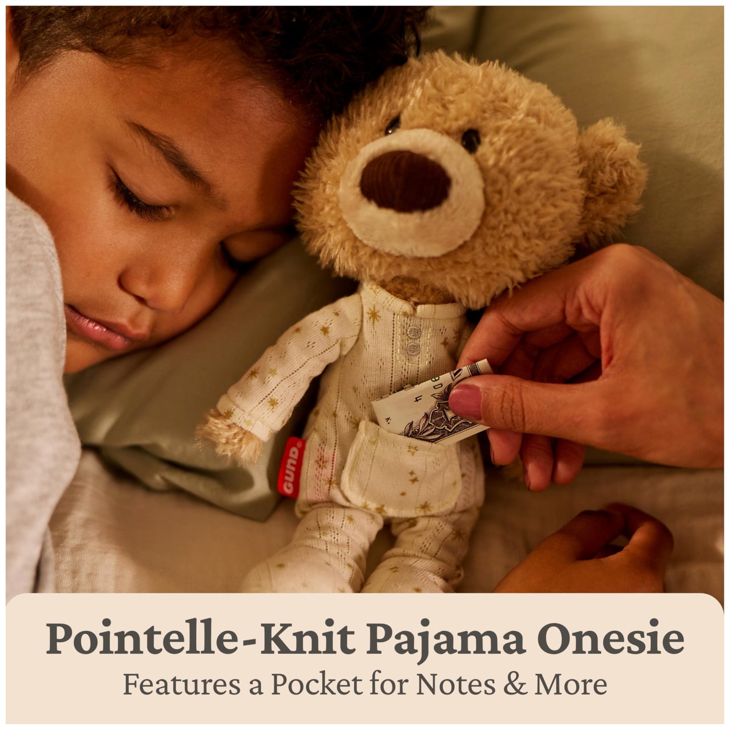 GUND Lost Tooth Toothpick Bear, Premium Teddy Bear with Pajamas and Pocket for Notes or Baby Tooth, Stuffed Animals for Ages 0 and Up, Brown, 10”
