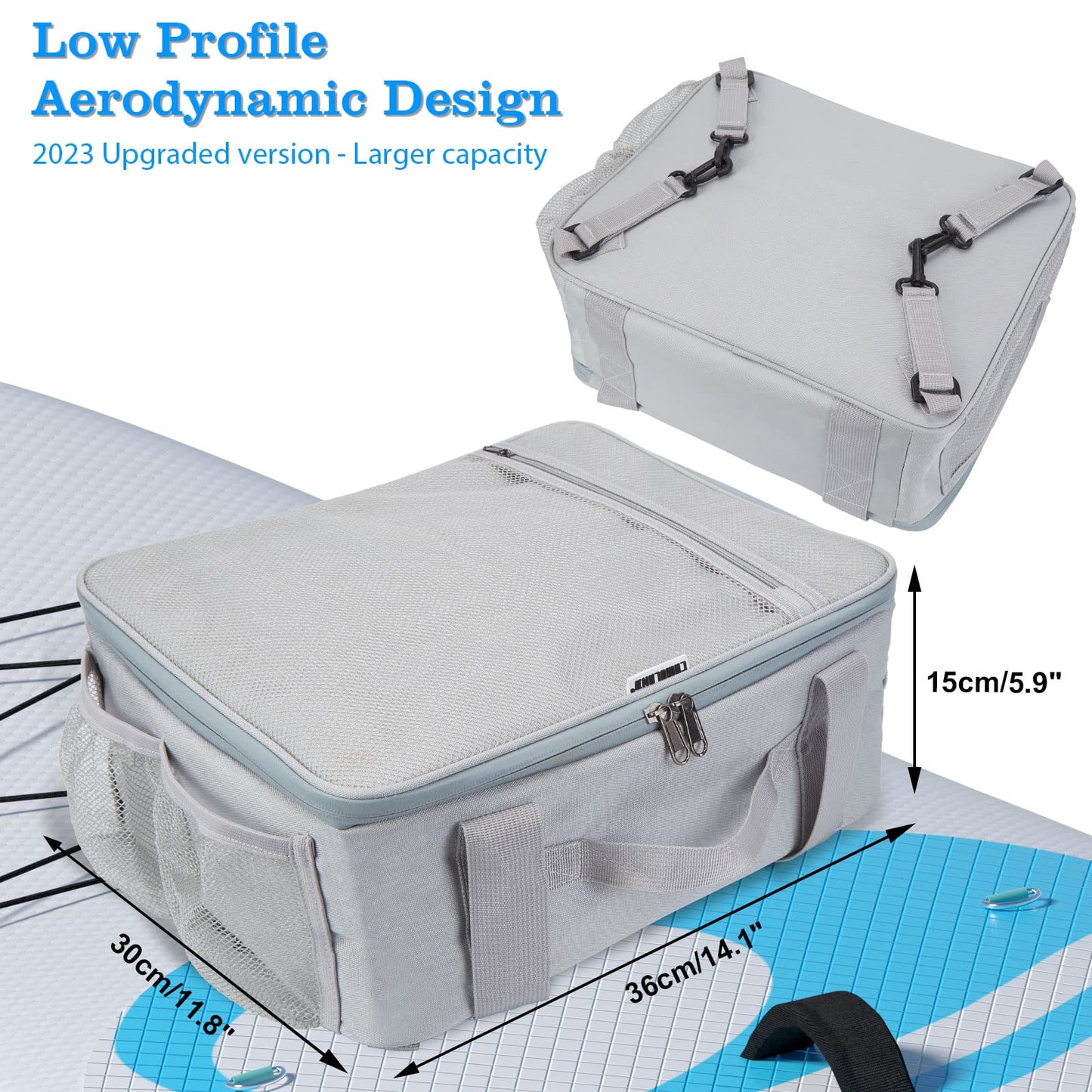 CAMULAND Paddle Board Cooler, 25L Blue Paddleboarding Accessories Waterproof Paddle Cooler Deck Bag with Top Mesh Pocket, Sup Bag Cooler for Paddle Board Kayak Cooler Bag