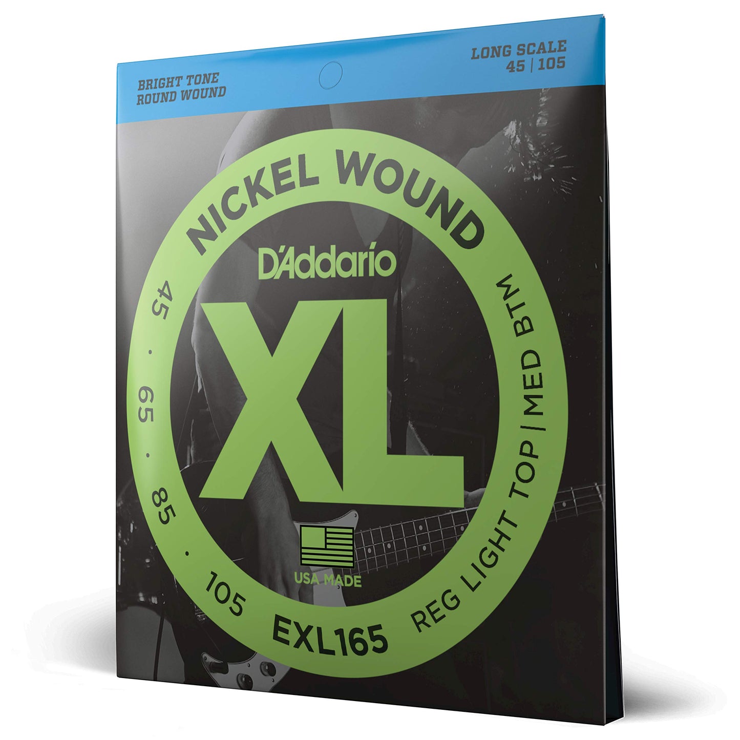 D'Addario EXL165 Nickel Wound Bass Guitar Strings - Custom Light 45-105, Long Scale