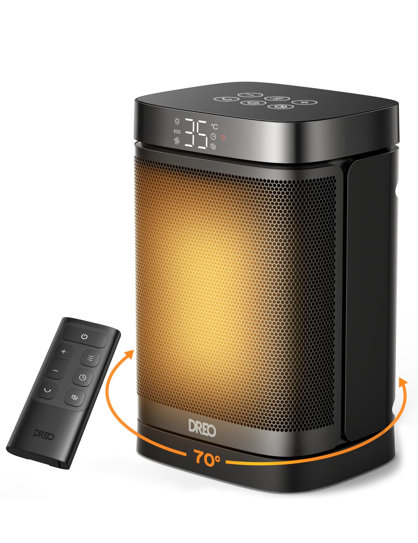 DREO Space Heaters for Indoor Use, 1500W Electric Heater for Bedroom Home Office, Safe PTC Ceramic Heater with Thermostat, Portable Heaters with Remote, 70°Oscillation, 12H Timer, 5 Modes
