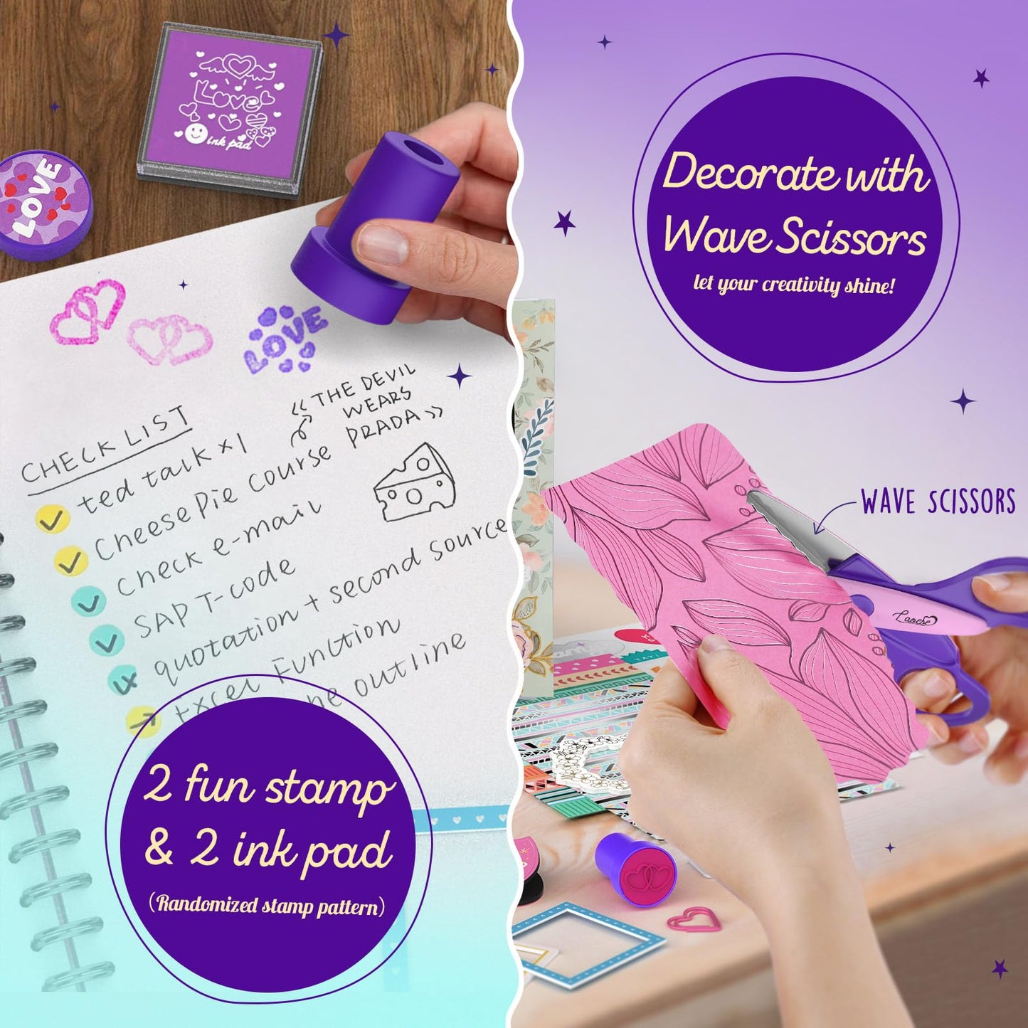 2-Pack Mega DIY Journal Kit - Gifts for Girls Ages 8 9 10 11 12 13 14 Year Old - Cool Birthday Gifts Ideas for Girls - Easter Art & Crafts for Kid - Teen Girl Trendy Stuff - Scrapbook & Diary Set