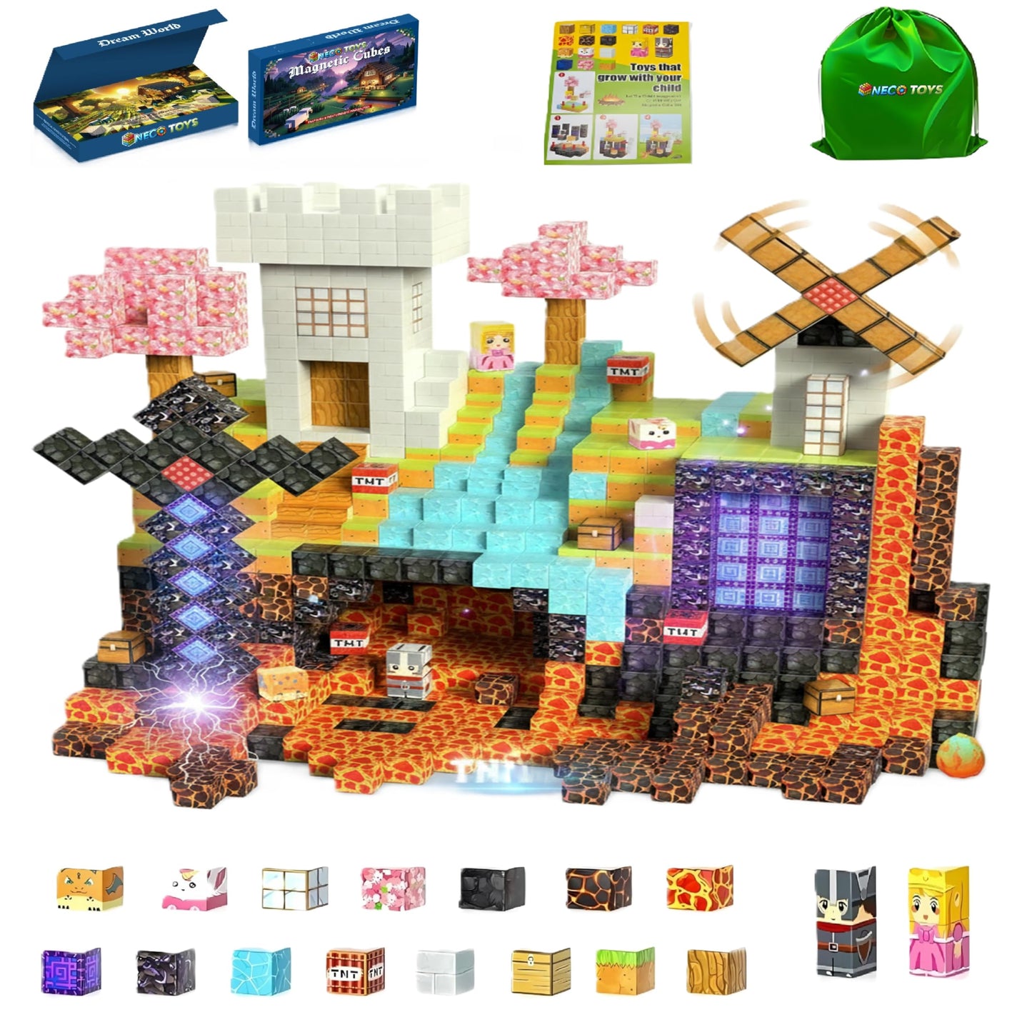 150PCS Magnetic Blocks Building Cubes, STEM Learning Toys Magic Portal Adventure Set, Stacking Blocks Montessori Sensory Games, Educational Birthday Gift for 3 4 5 6 7 8-12 Year Old Boys & Girls