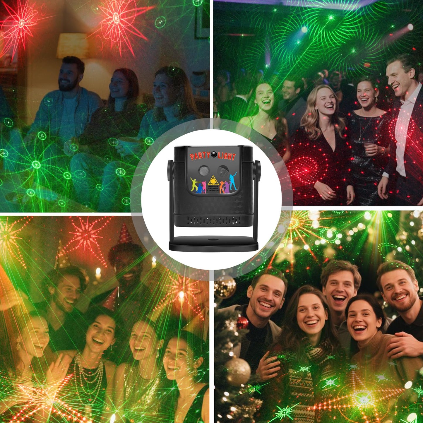 Mini Disco Ball Party Light, 60 Patterns Sound Activated DJ Strobe Lamp with Remote, Red & Green LED Projector, USB Powered Party Favors for Kids Birthday Gift, Home Room Dance Club Decorations