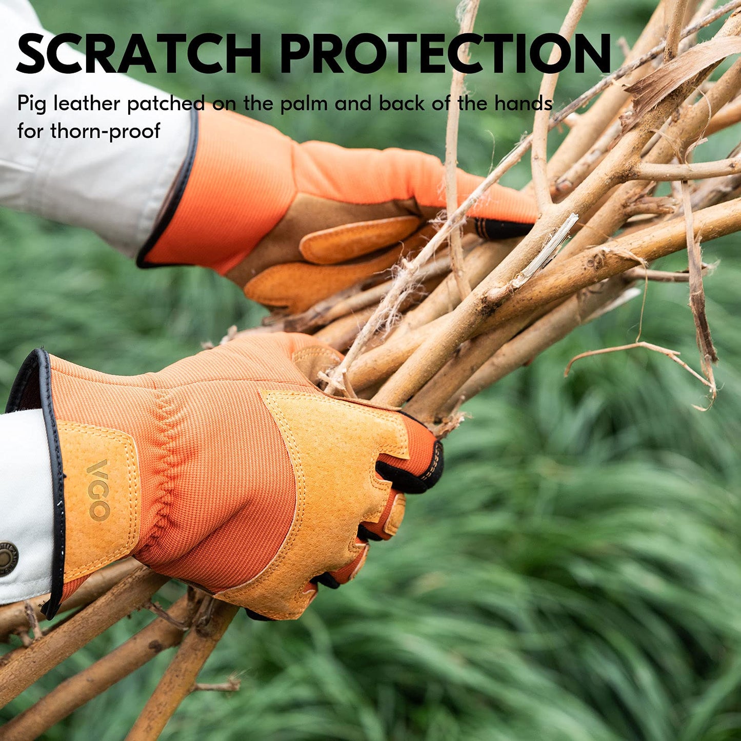 Vgo 1Pair Gardening Gloves Men,Safety Work Gloves,Puncture-proof,Thornproof,Touchscreen(L,Blue,SL7475)