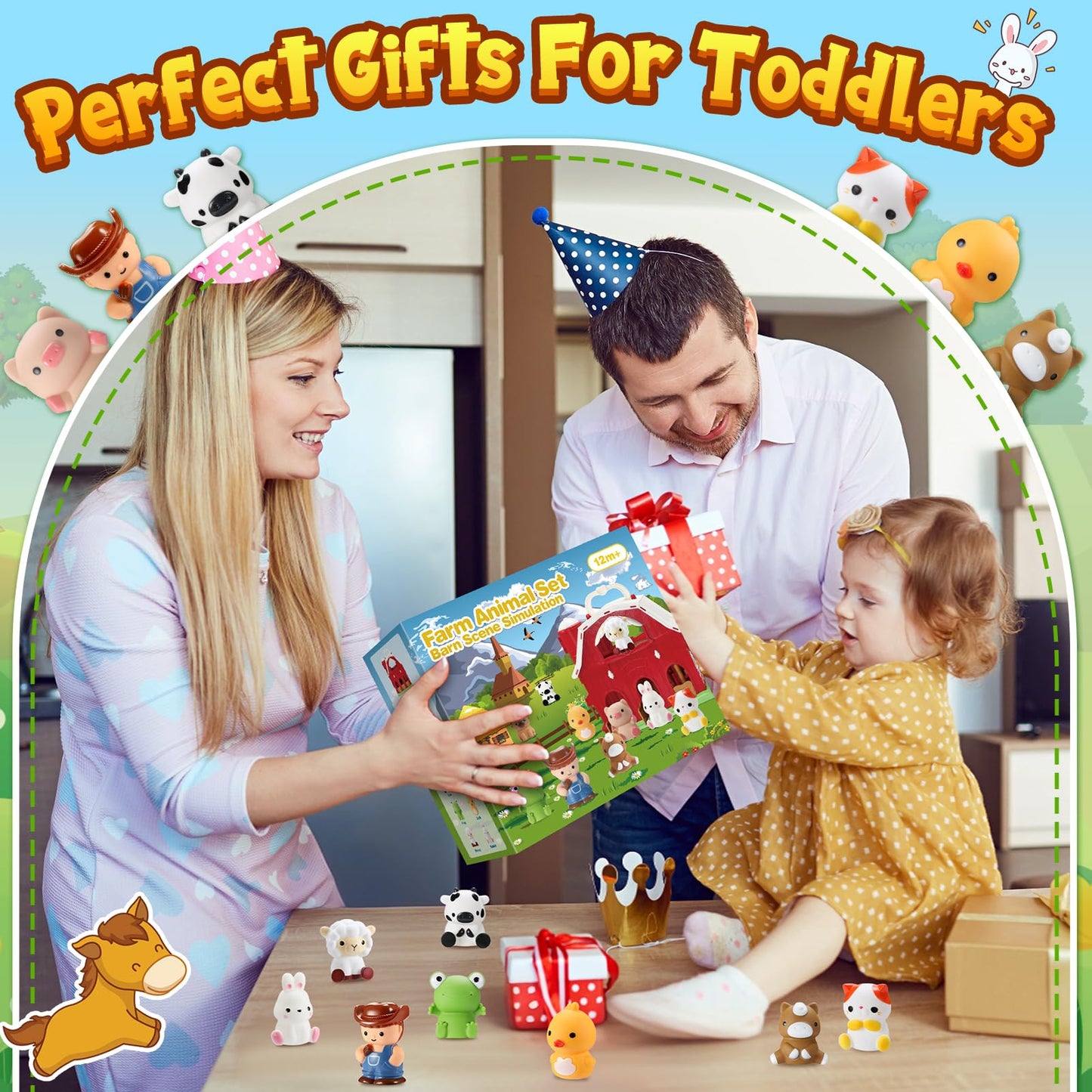 Toddler Toys for 1 2 3 4 Year old Boys, Luckades Farm Animals with Big Barn for Toddlers 1-3 Montessori Learning Farm Toys with Animal Figures for Toddler 1-4 Christmas Birthday Gift for Baby Boy Girl