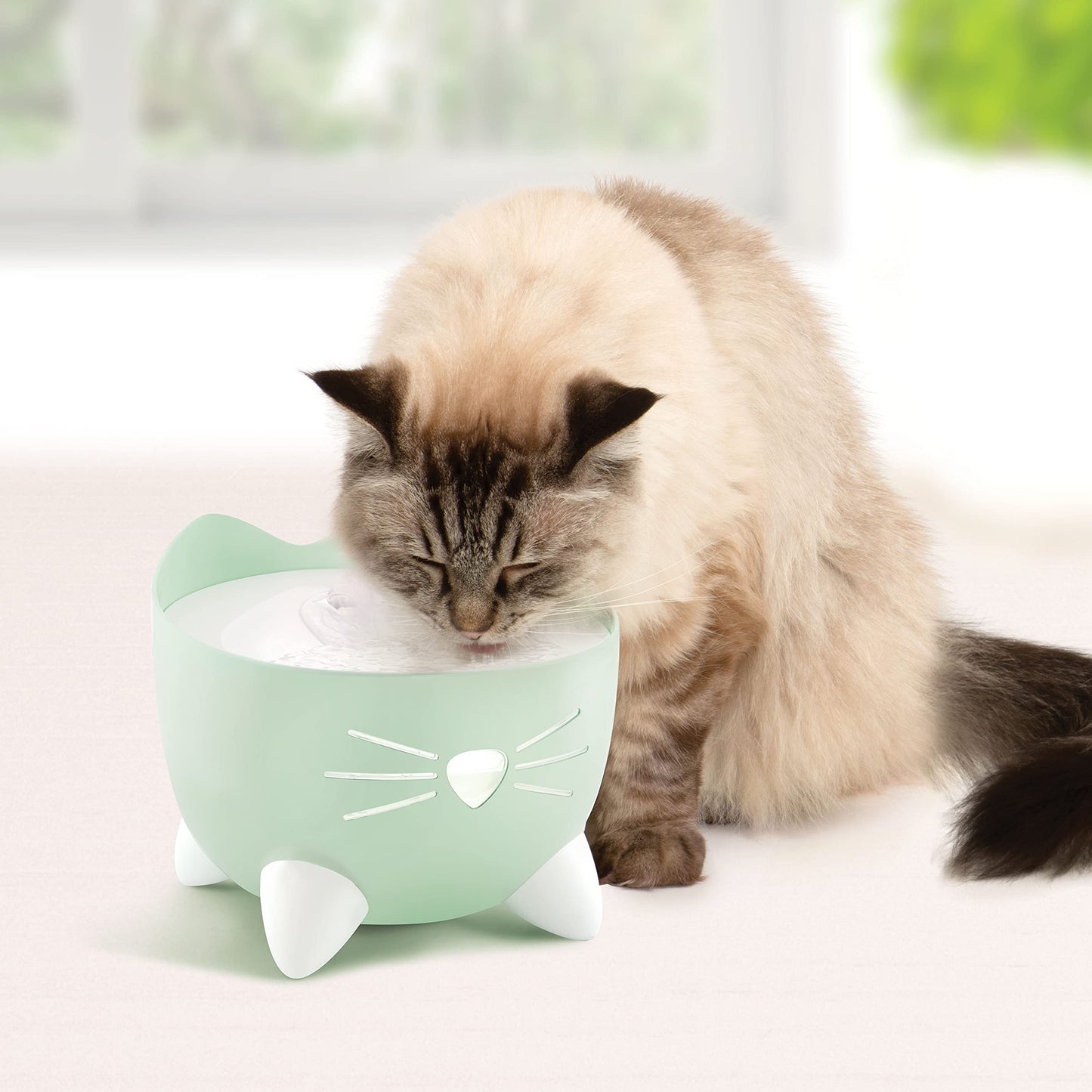 Catit PIXI Cat Water Fountain, Mint Green, Modern Cat Fountain, Silent Pump for Indoor Cats, Different Flow Settings Fontaine Pour Chat, Pet Water Fountains