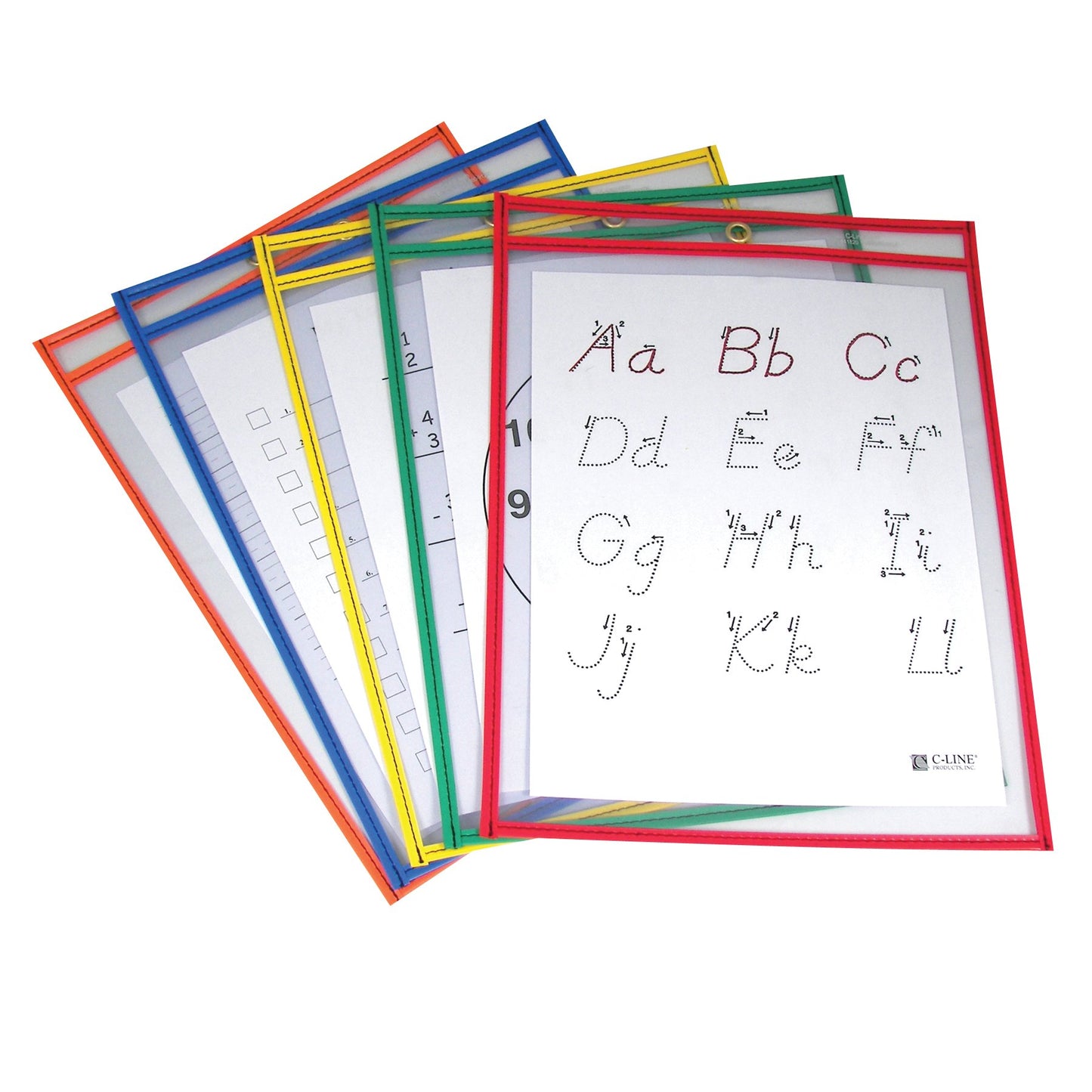 C-Line Reusable Dry Erase Pockets, 9 x 12-Inch, Assorted Primary Colors, 25-Count (40620)