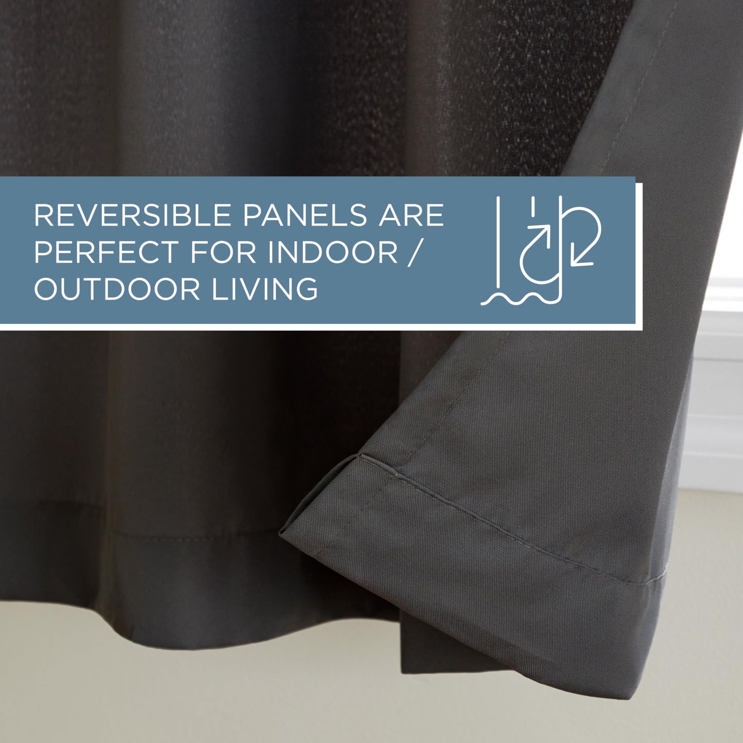 Exclusive Home Curtains Indoor/Outdoor Solid Cabana Grommet Top Curtain Panel Pair, Charcoal, 54x96, 2 Piece