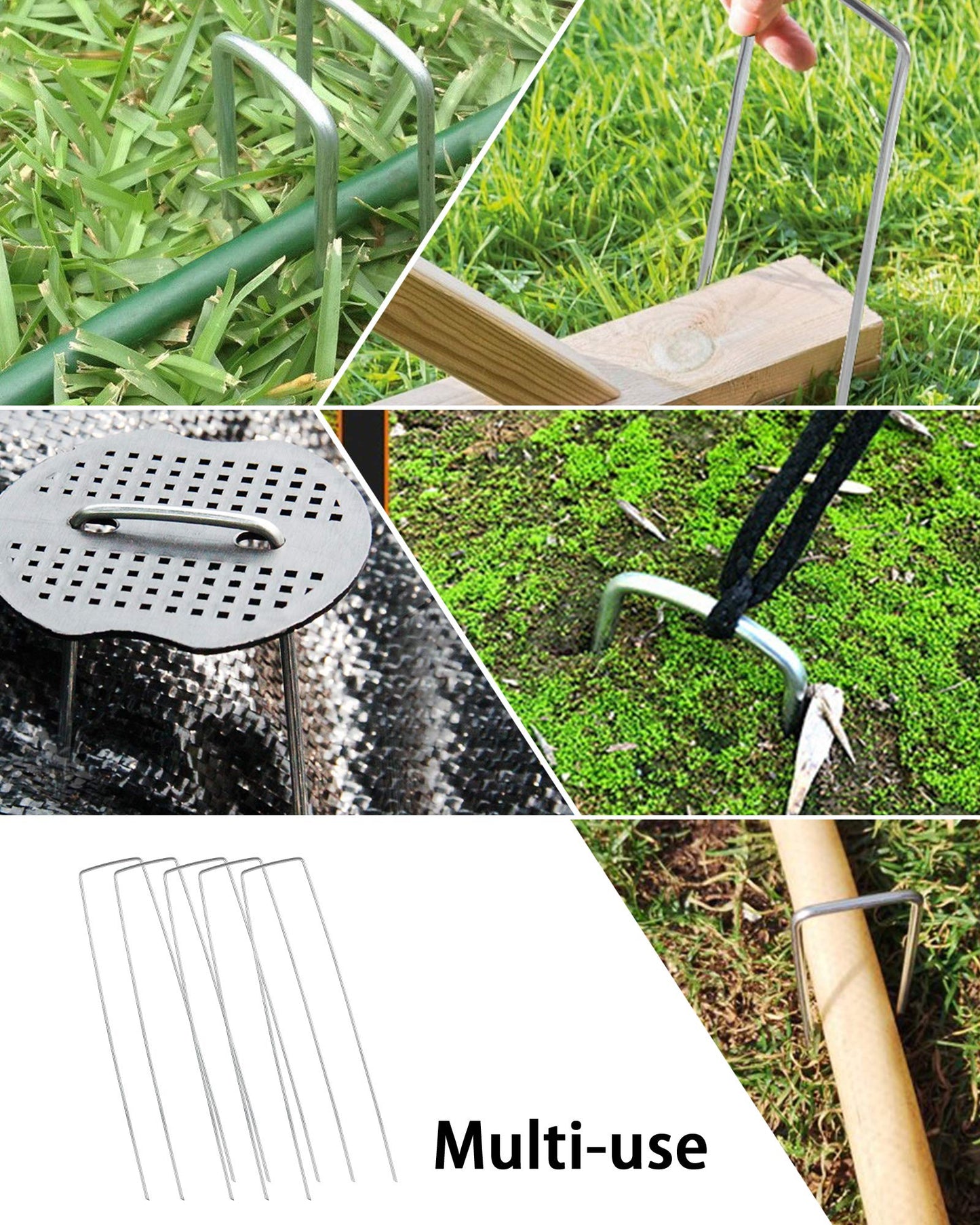 200 Pack 8 Inch Landscape Staples, Heavy Duty 11 Gauge Galvanized Steel Garden Stakes Staples Securing Pegs U-Shaped Pins for Securing Irrigation Tubing Fabric Weed Barrier Ground Sheets