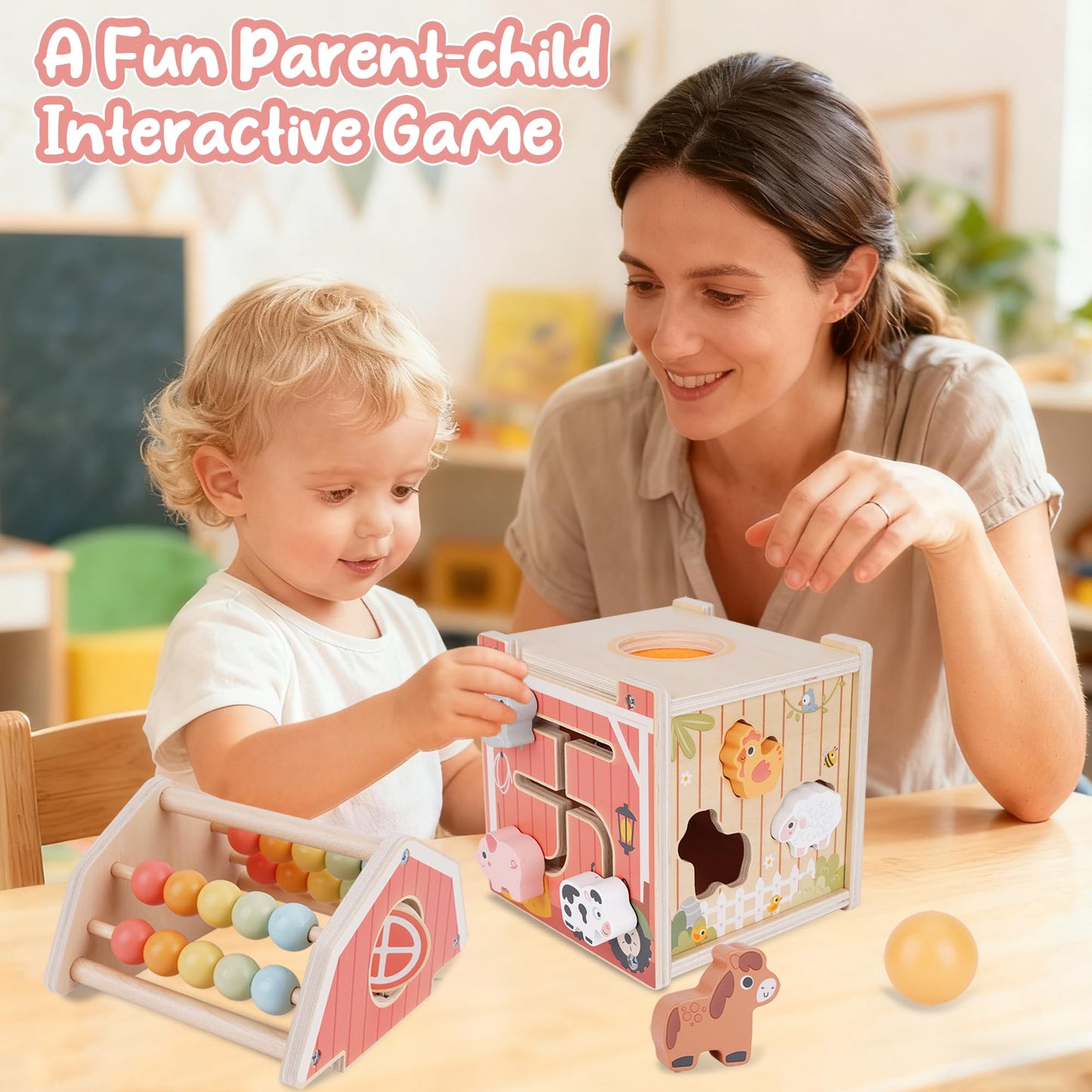 Montessori Toys for 1 2 3 Year Old, Wooden Farm Animal Toys for Toddlers 1-3, Baby 12-18 Months Toys, 1 2 Year Old Girl Boy Birthday Gift, Toddler Learning Educational Toys Gifts for Girls Boys