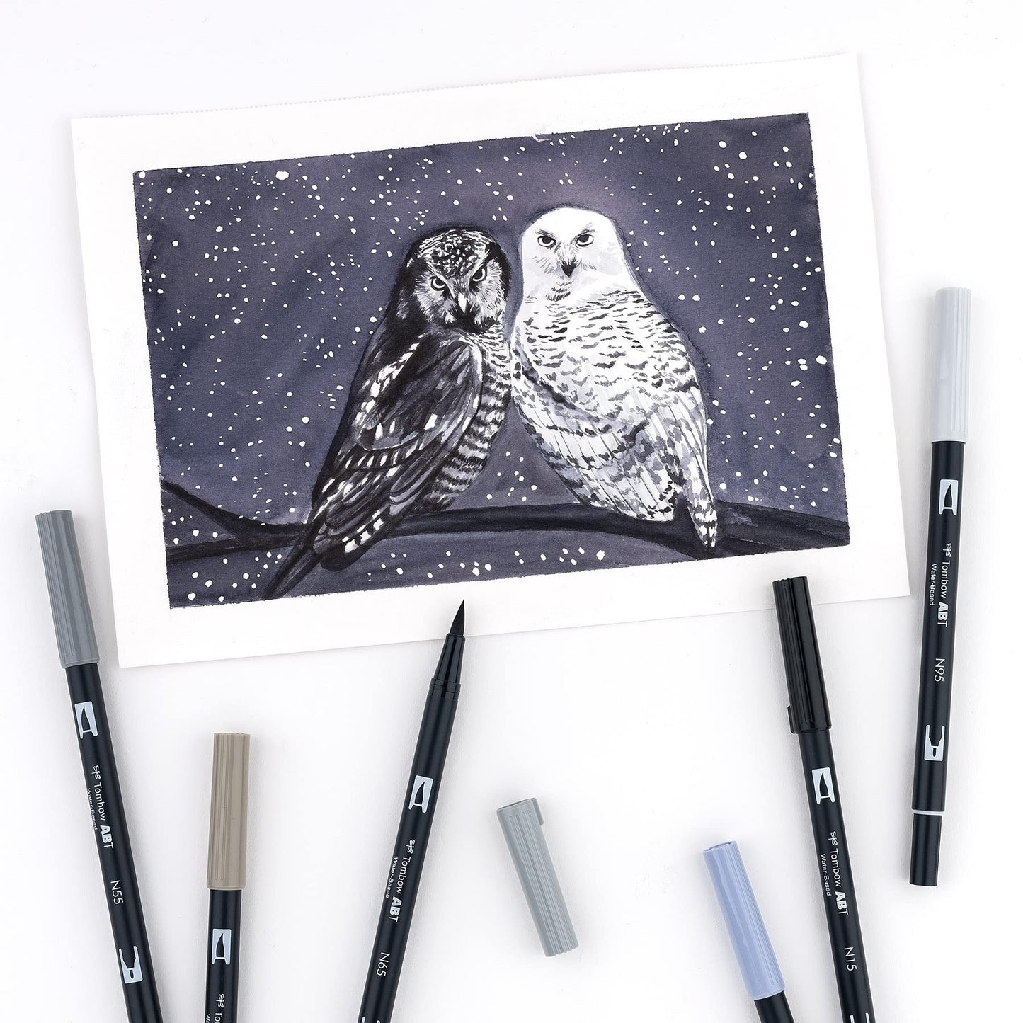 Tombow Dual Brush Pen Set, 10-Pack, Grey Scale Colors (56171)