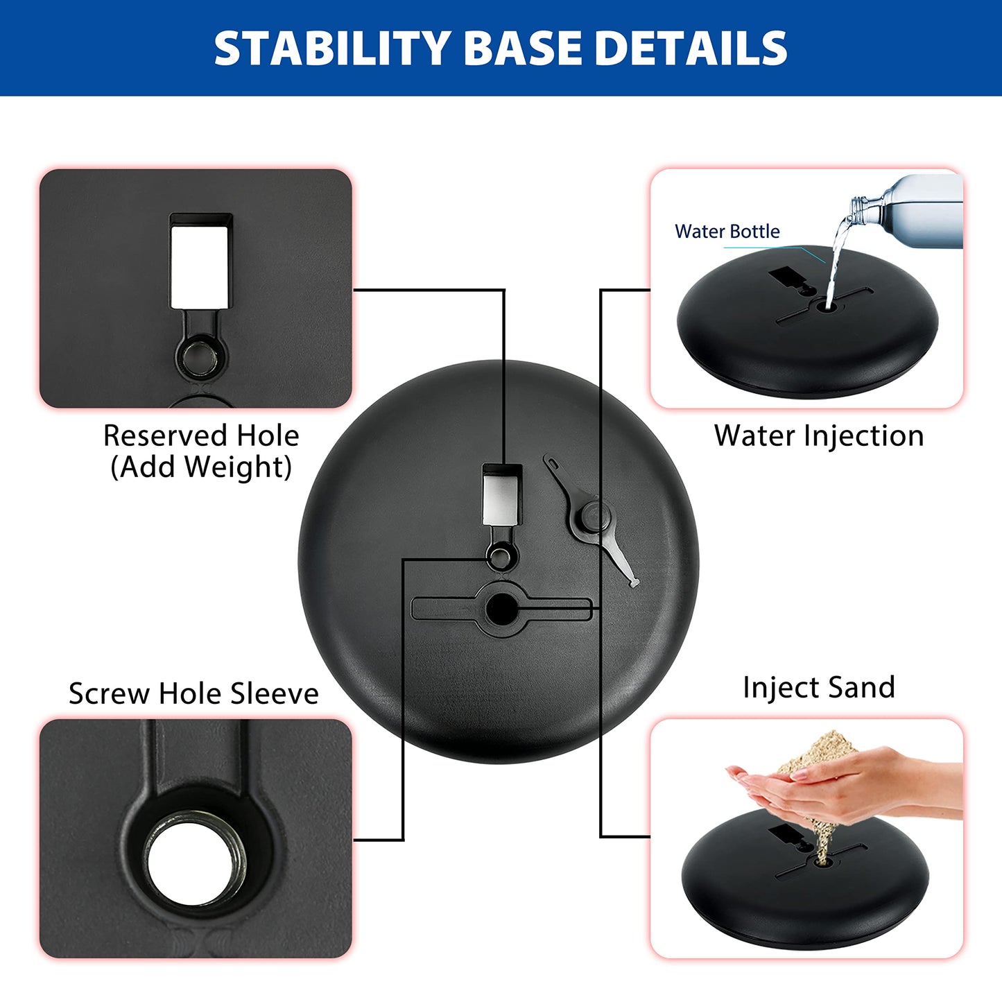VAIIGO 2Pack 8.5x11 Inch Adjustable Pedestal Poster Sign Stand, Heavy Duty Floor Standing Sign Holder Stand Aluminum Snap Open Frame for Vertical and Horizontal View Sign Displayed(Black)