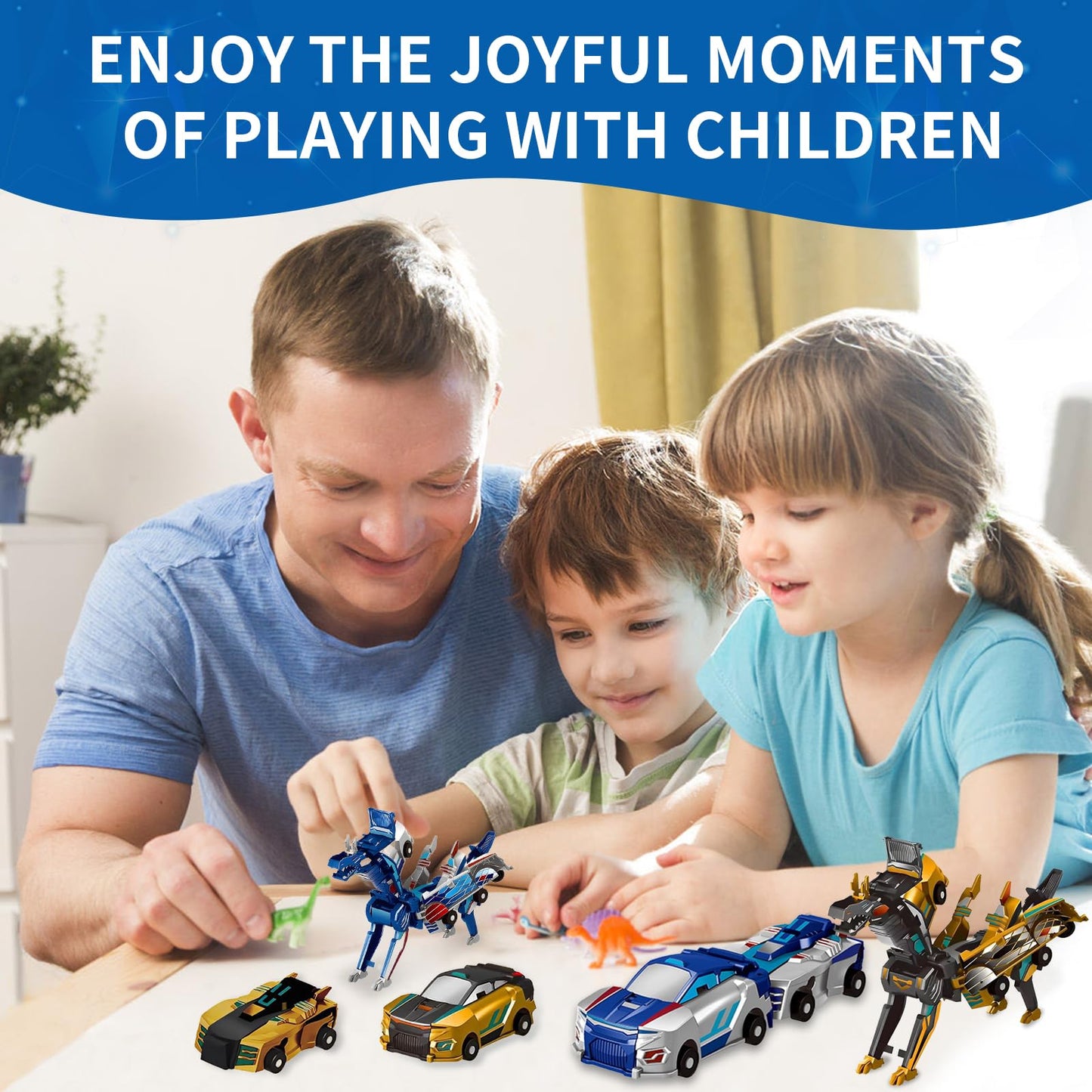 Transformer Dinosaur Toys Cars Magnetic Car Transformer Toy 2-in-1 Remote Control Collision Transforming Dinosaur Car Toy Gift for Boys Age 4-7 and 3-5 Year Olds(2PCS-1)