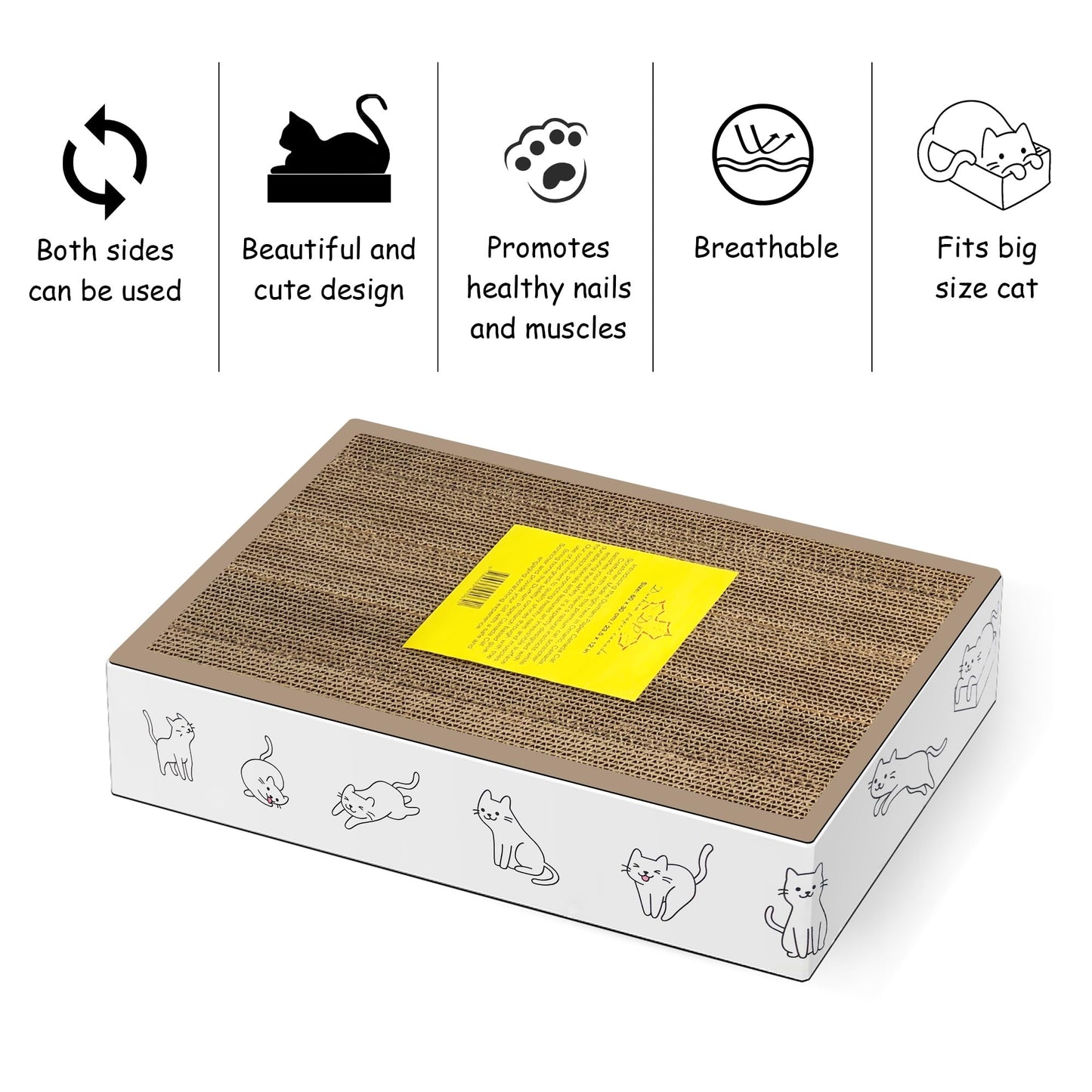 Durham Paper Canada Cat Scratcher Pad Cardboard 23 in x 12 in 1.2 in (3 PC) Reversible and Durable Pads for Small Medium and Large Cats