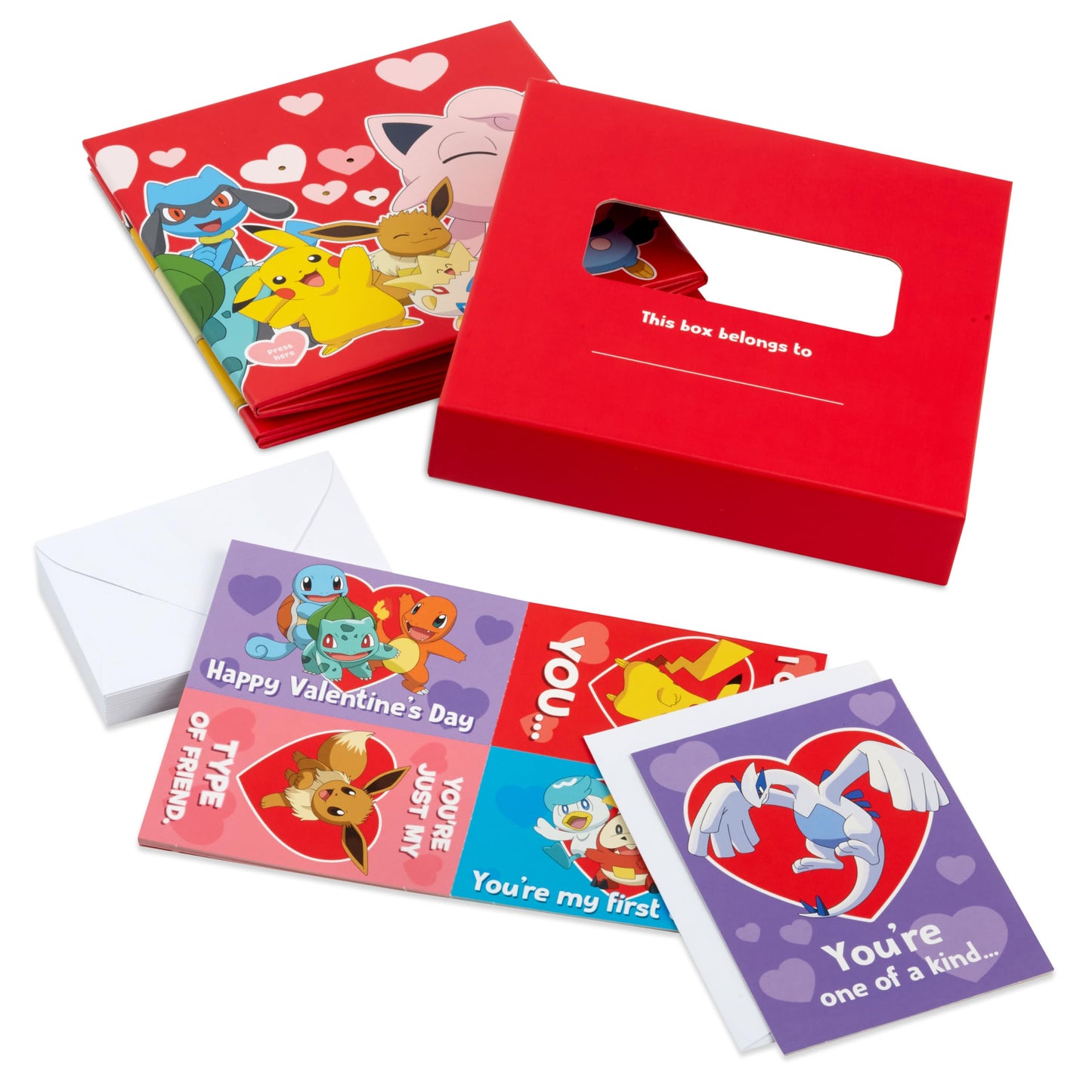 Hallmark Pokémon Valentine's Day Cards for Kids and Light Up Mailbox with Sound for Classroom Exchange