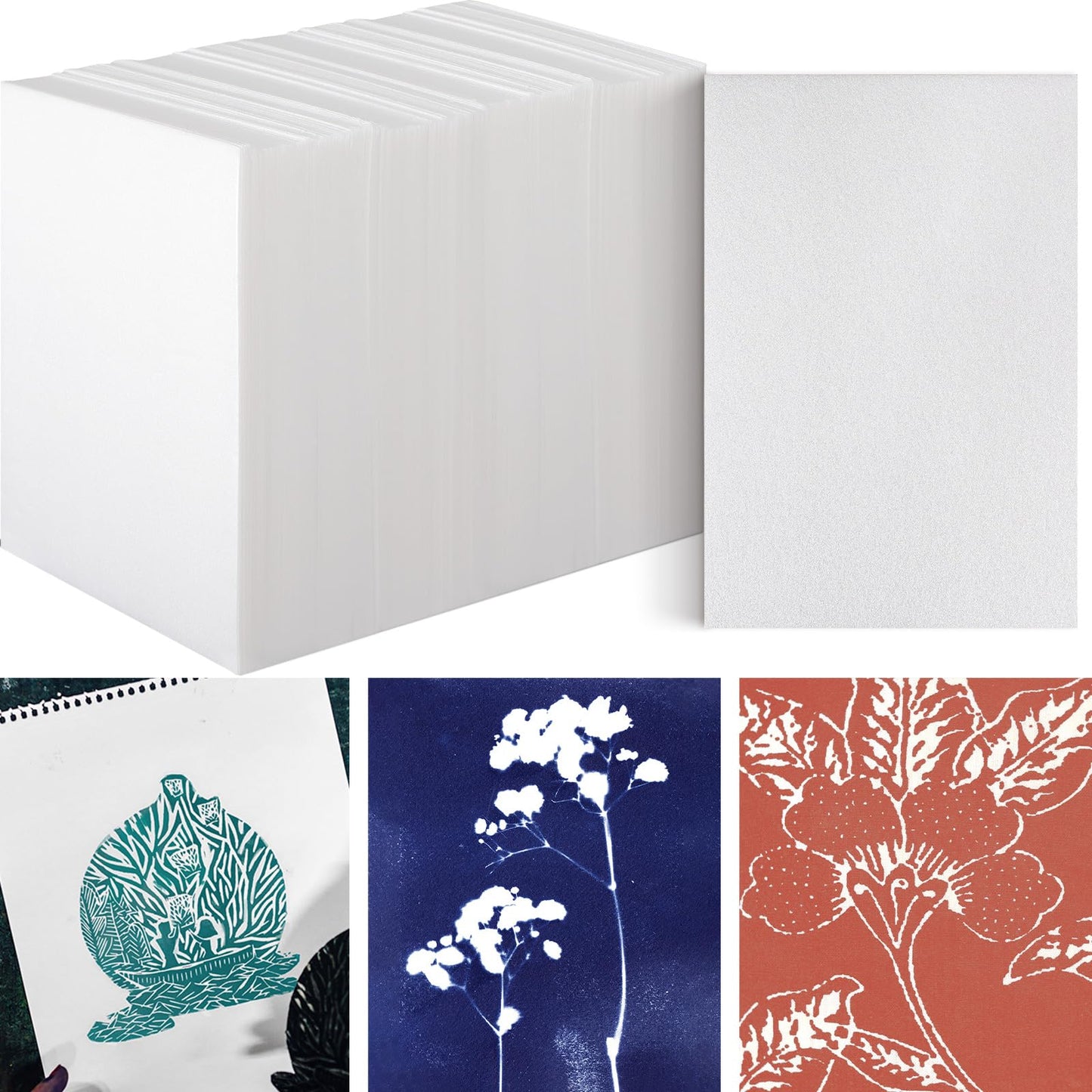 Cholemy 120 Pcs Foam Printing Plates 6 x 9 Inch White Foam Sheets 1/20 Inch Thick Board paper sheets for Card Making Crafting Printing DIY Project Stamp Classroom Scrap Booking