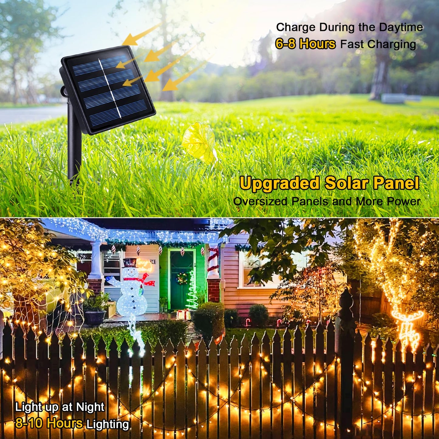 JMEXSUSS 2 Pack Solar String Lights Outdoor Waterproof, Total 400 LED 151FT Solar Christmas Lights with 8 Modes, Solar Tree Lights for Outside Garden Patio Party Christmas Decorations (Warm White)