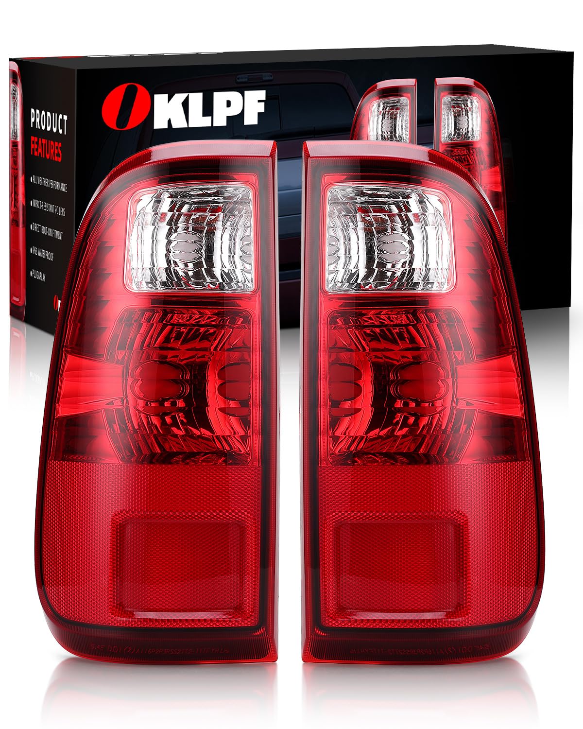 OKLPF Rear Brake Tail Light Compatible With 2008-2016 Ford F250 F350 F-250 F-350 F450 F550 Super Duty,Replace BC3Z13405A BC3Z13404A,Replacement Red Taillight Assembly,Driver and Passenger Side