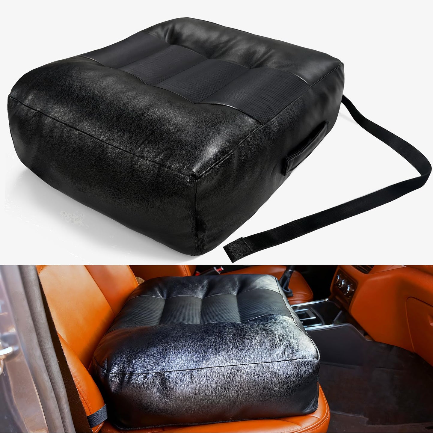 Adult Booster Car Seat Cushion for Office Chair & Driving 17.7"x15.7"x5.9" Thick Car Seat Cushion with Handle & Non-Slip Base Ergonomic Support Improved View