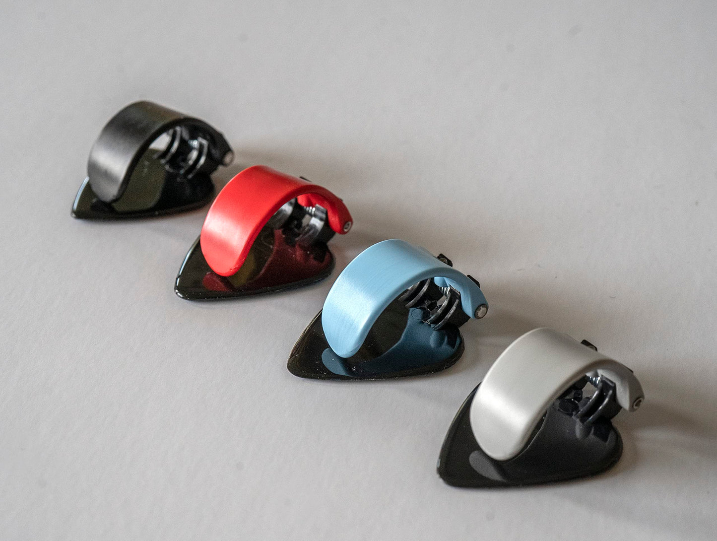 Black Mountain Thumb Picks - Variety Pack for Acoustic Guitar, Electric Guitar, Bass, Ukulele, Banjo, Mandolin - Spring Loaded Premium Finger Picks for Musicians - Light, Medium, Heavy, and Jazz Pick