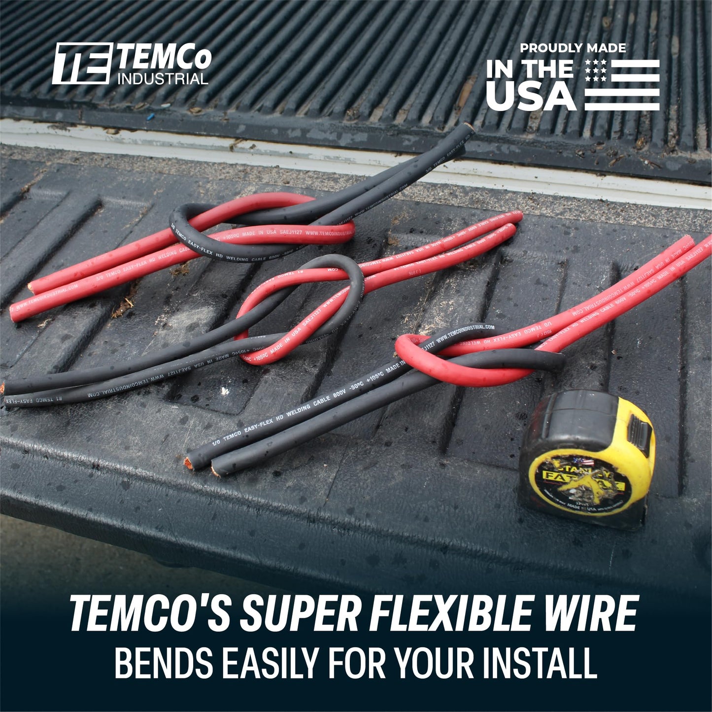 TEMCo Welding Lead & Car Battery Cable WC0202-50' Black/Red (25' Blk, 25' Red) 6 Gauge AWG