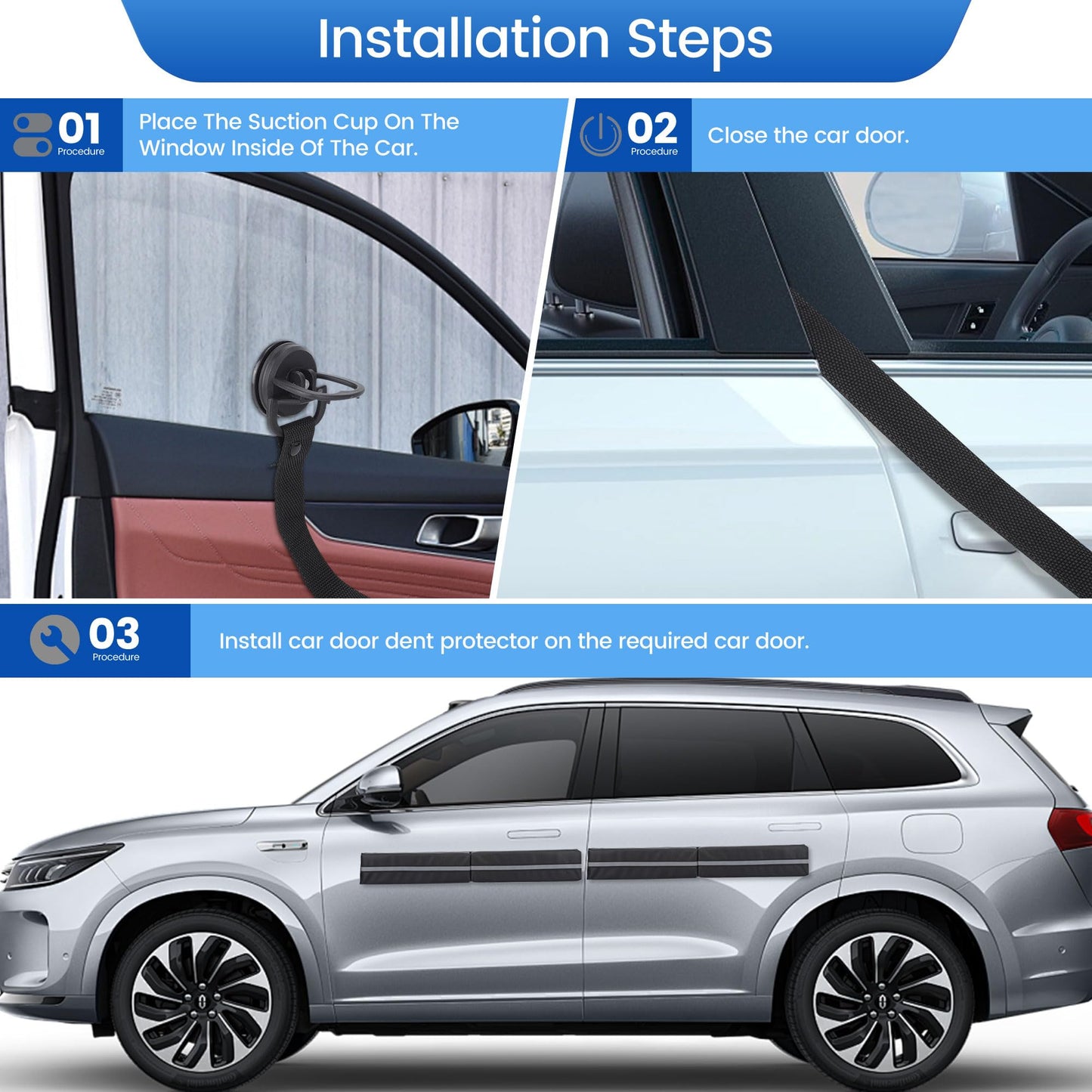 Magnetic Car Door Dent Protector,Removable Car Door Guard - Prevents Dents and Scratches for Vehicles (Black)