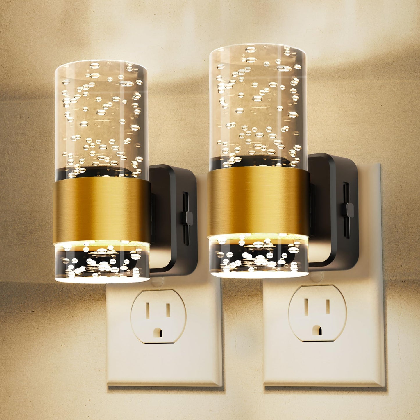 LOHAS Night Lights Plug into Wall, Soft Light LED Night Light with Adjustable Brightness, Plug in NightLight with Auto Light Sensor, Wall Sconce-Style Design Night Light for Bathroom,Hallway, 2 Pack