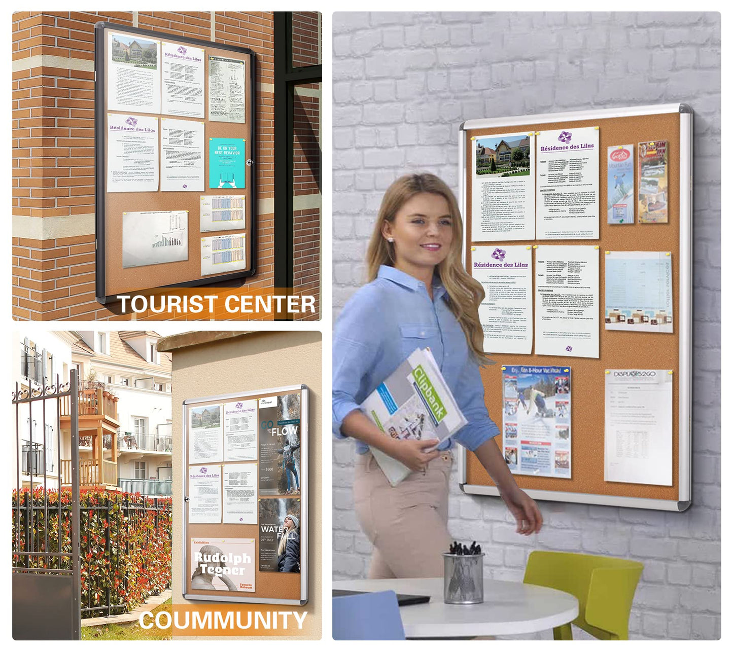 Swansea Lockable Noticeboard Bulletin Pin Cork Boards Tamper Proof with Mounting Screws 26×20 inch (4xA4)