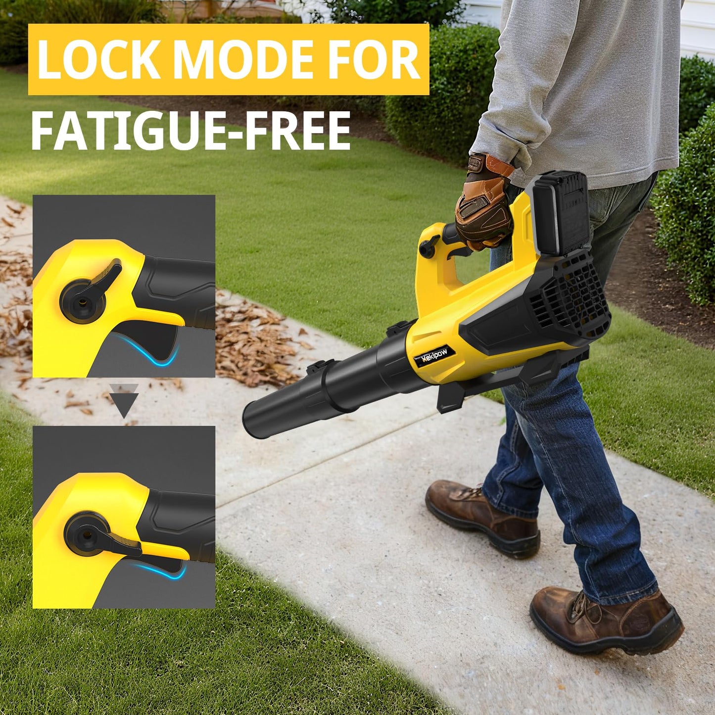 Cordless Leaf Blower Fit for Dewalt 20V, 650 CFM Electric Leaf Blower, with Brushless Motor Built-in Protection Device, Variable Speed, Turbo Mode, for Driveway Lawn Care, Yard, Snow(Tool ONLY)