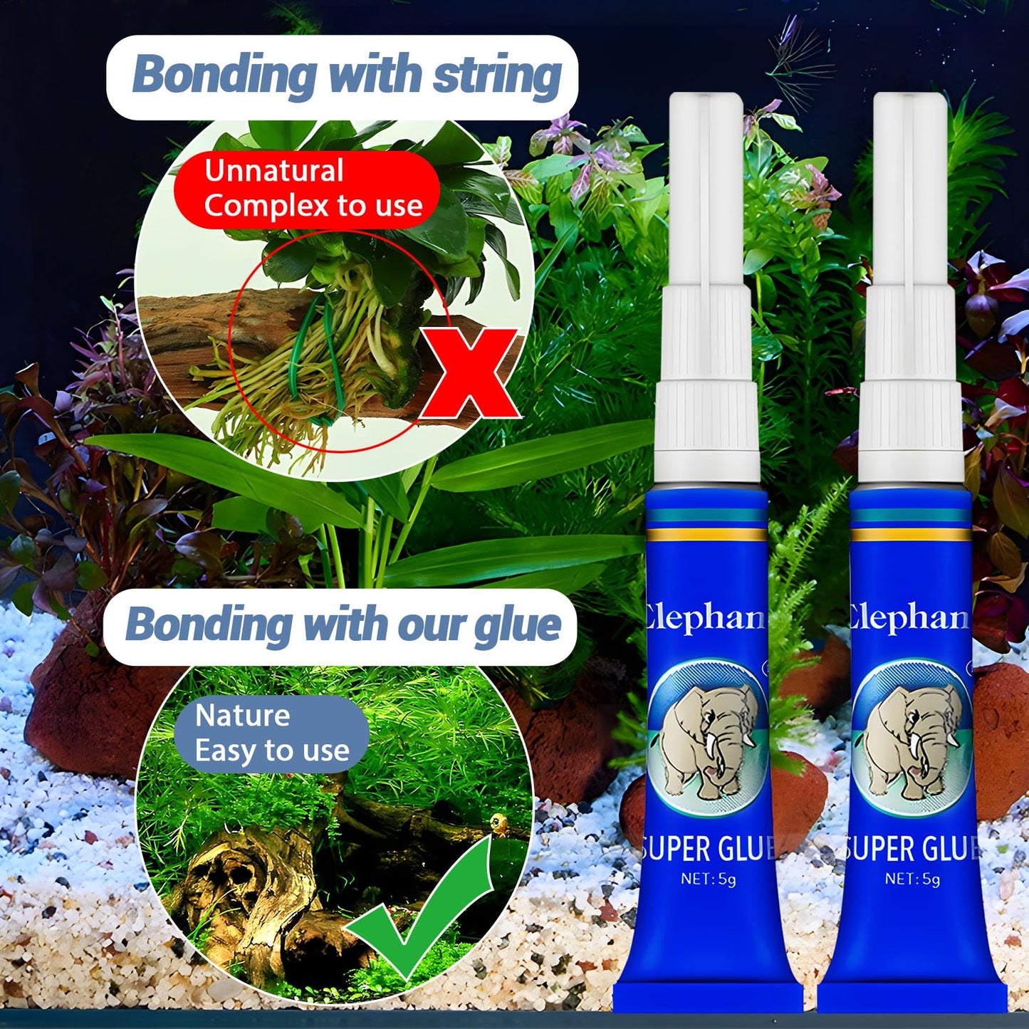 Aquarium Glue, 25Pcs Coral Glue, Aquarium Glue Fish Safety, Quick Drying, Reef Glue for Plants Moss Aquascaping, Water Plant, Moss, Coral, Stone, Wood (25)