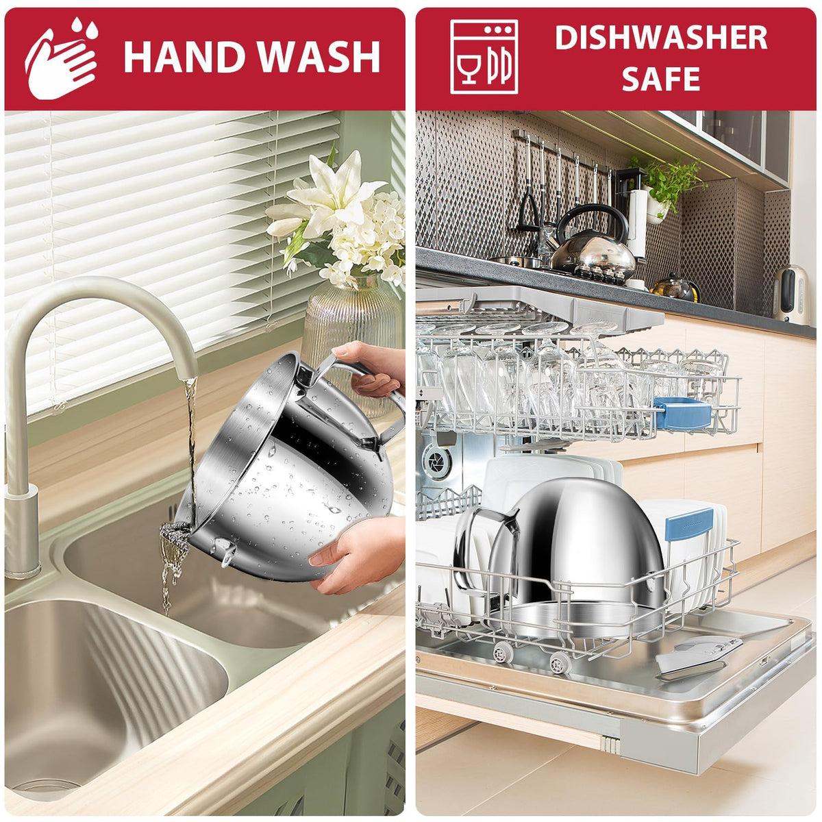 6QT Mixer Bowl with Handle Compatible with KitchenAid Bowl Lift Stand Mixers KD2661, KL26M, KP26M1, KP26M8, KP26N9, KV25G. Food Grade Stainless Steel for 6QT Kitchen Aid Lift Mixers Dishwasher Safe