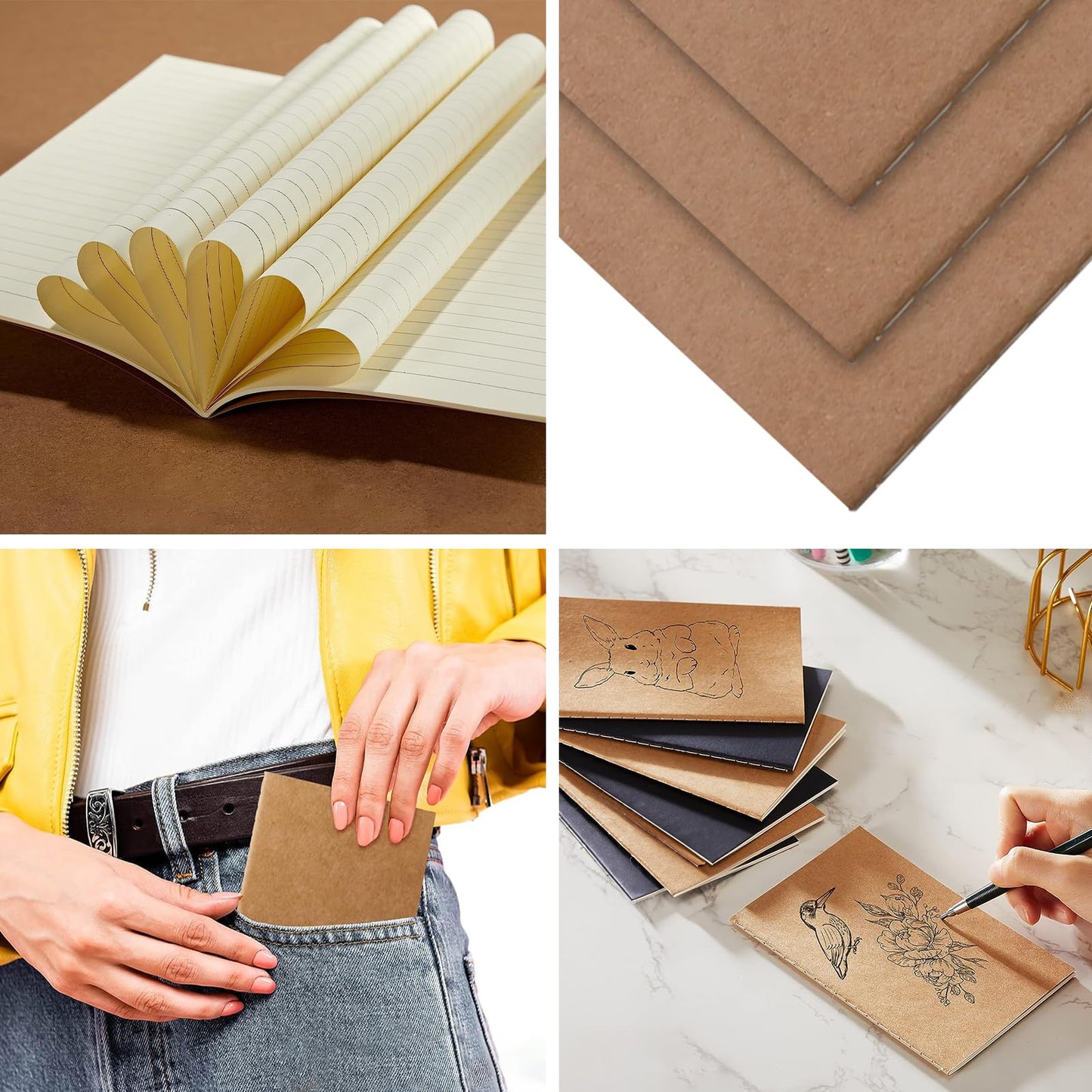 Mini Notebooks 96 Pack, Pocket Size 3.5 x 5.5 Inch Small Journals, Kraft Lined & Blank Memo Notepads for Travelers, Students, Office School Supplies (Brown & Black)