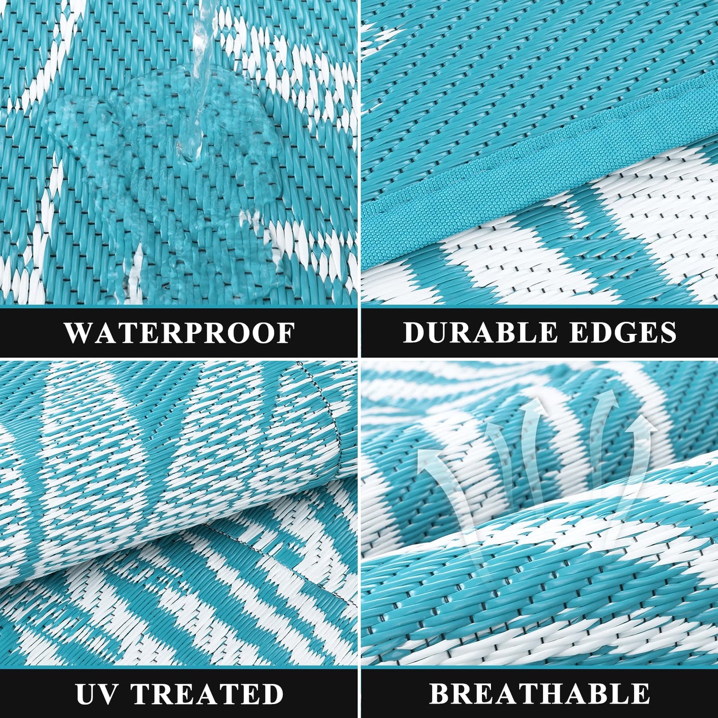 Pauwer Waterproof Outdoor Rug 8x10, Reversible Plastic Straw Patio Camping Rug, Indoor Outdoor RV Mat Carpet for Deck, Camper, Porch, Balcony, Backyard, Picnic