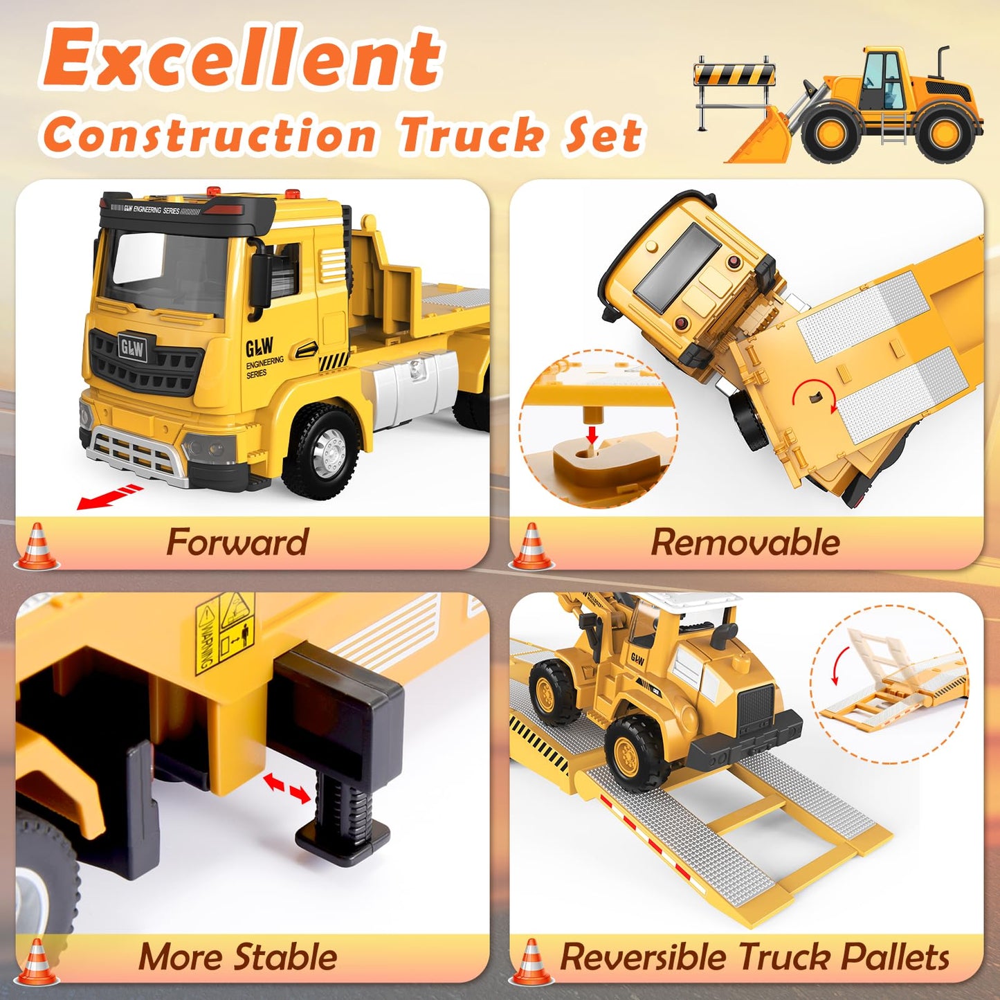 Construction Toys,Chardfun Construction Truck Set Toys for 3-9 Year Old Boys Vehicle Toys Truck Toy for Boys 4 5 6 7 8 Birthday Gift Toddler Toys