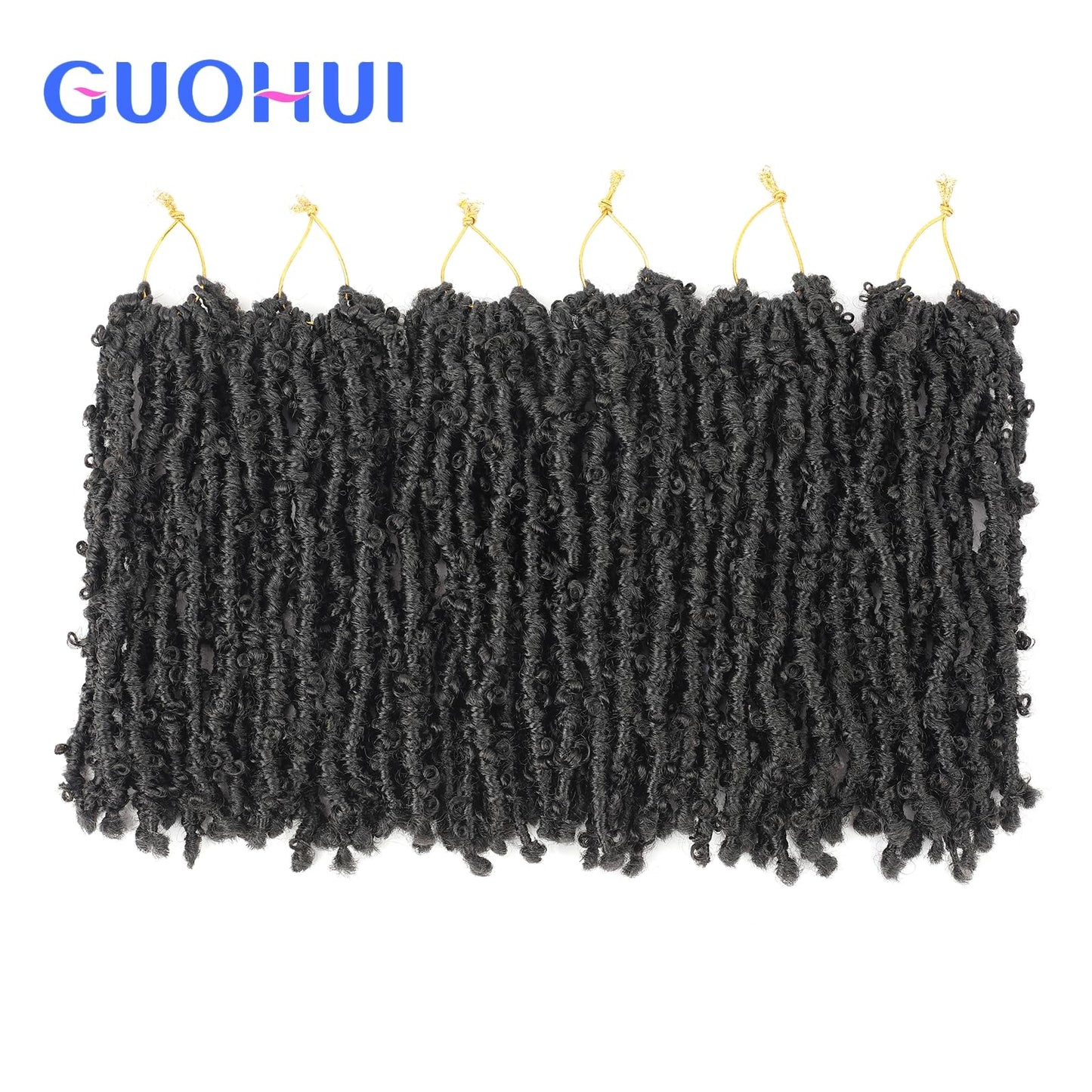 GUOHUI Super Light Butterfly Locs Crochet Hair 10 Inch 6 Packs Pre-Looped Soft Distressed Faux Locs Braids for Women Kids (10 Inch,2#)