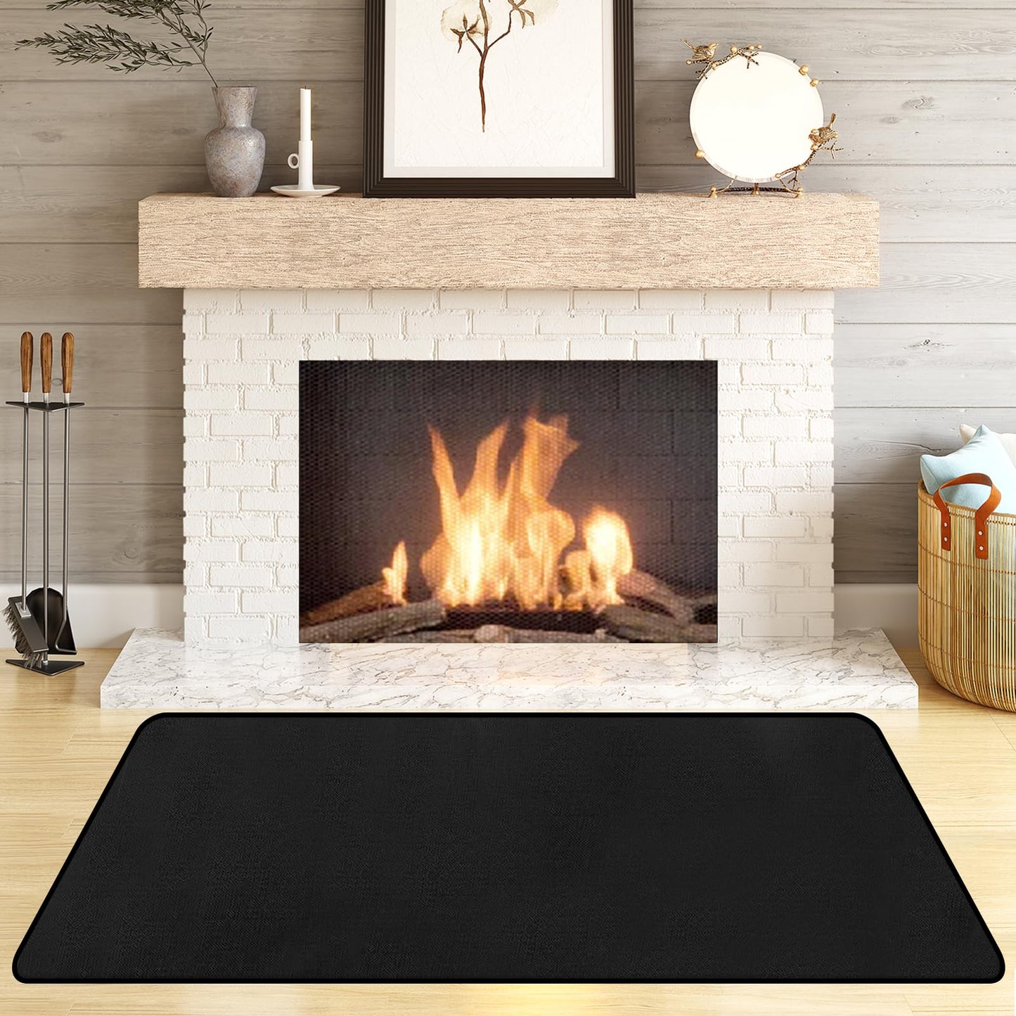 Hearth Rugs Fireproof, Fire Resistant - 72" x 36", Heated Floor Mat for Outdoor BBQ Grills, Fire Pits, Smokers, Woodstoves