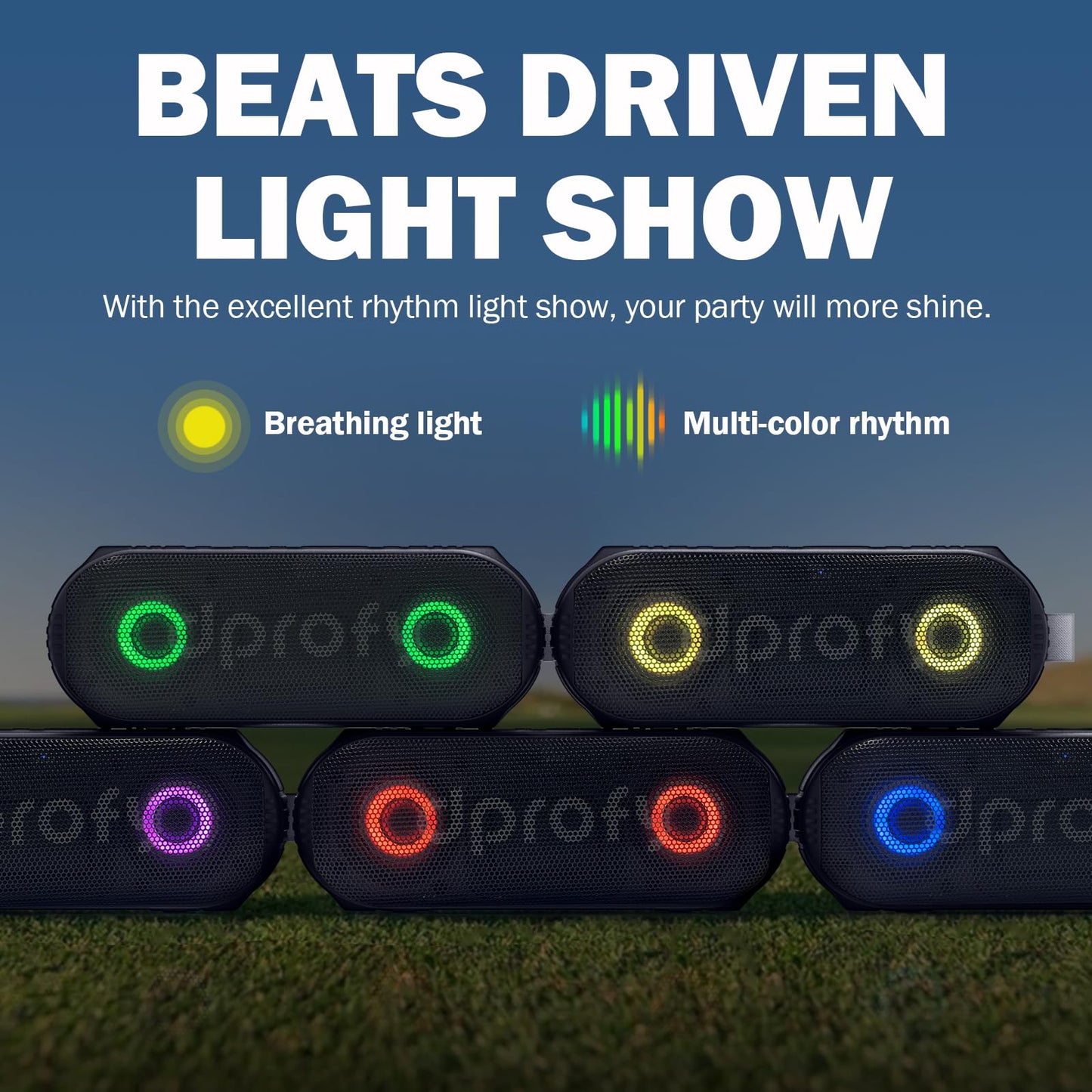 New Play 2 Rounds of Golf, Magnetic Bluetooth Golf Speaker Golf Cart Speaker, Stereo Sound Portable Pro Wireless Waterproof Speaker with Rich Bass, Golf Accessories Golf Gifts (with Light)