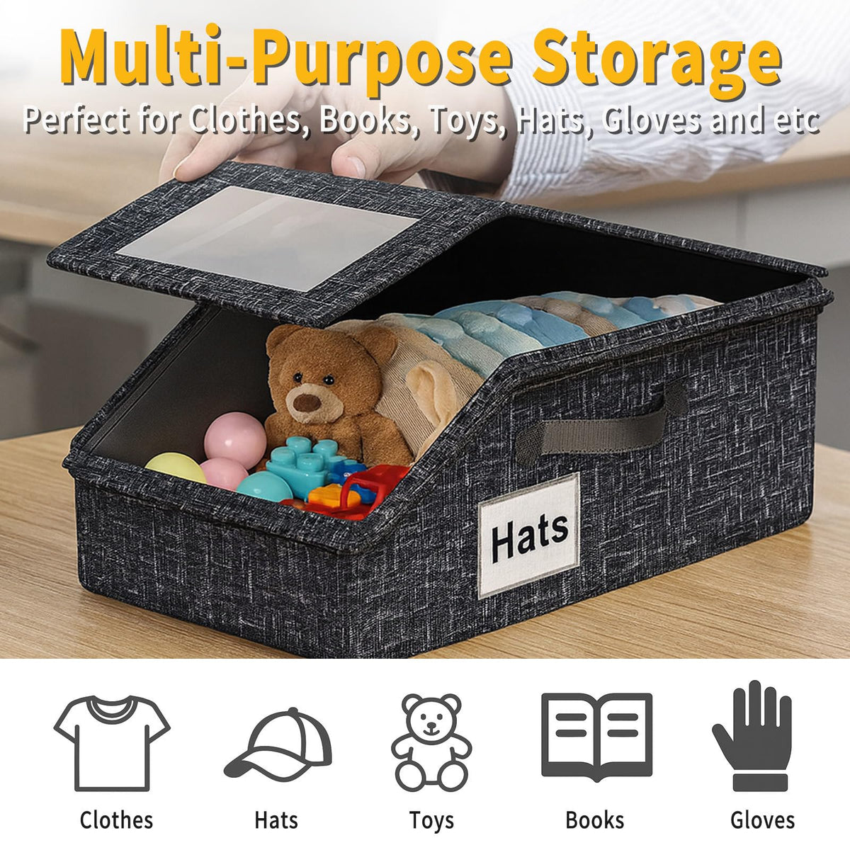 2-Pack Hat Storage for Baseball Caps – Closet Baseball Cap Storage Organizer for Gloves, Clothes, Books and Toys, Dust-Resistant