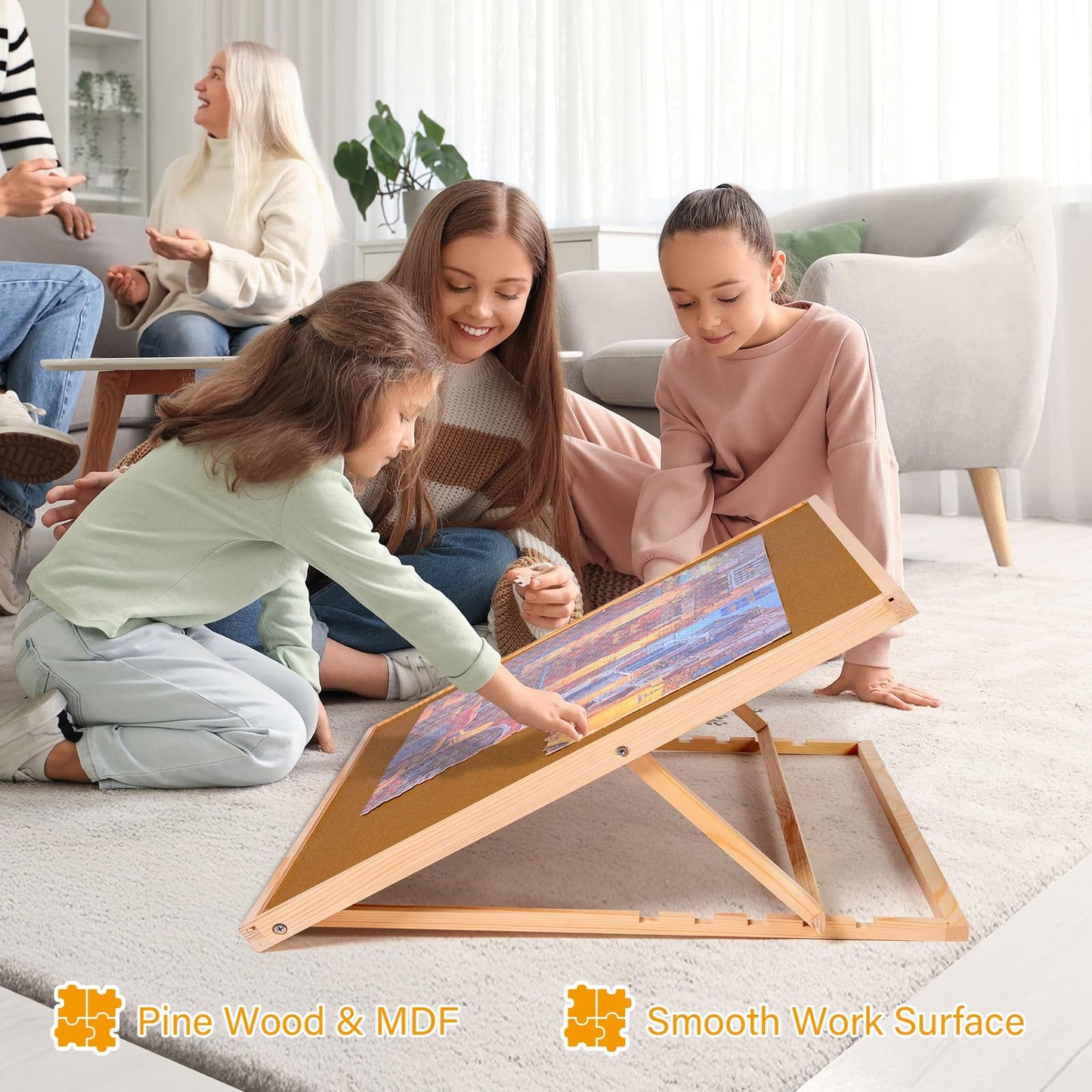 Pulchra 1000PCS Wooden Jigsaw Puzzle Board with Adjustable Bracket Portable Puzzle Table | Puzzle Organizer Boards Storage Accessories for Adults Children Kids