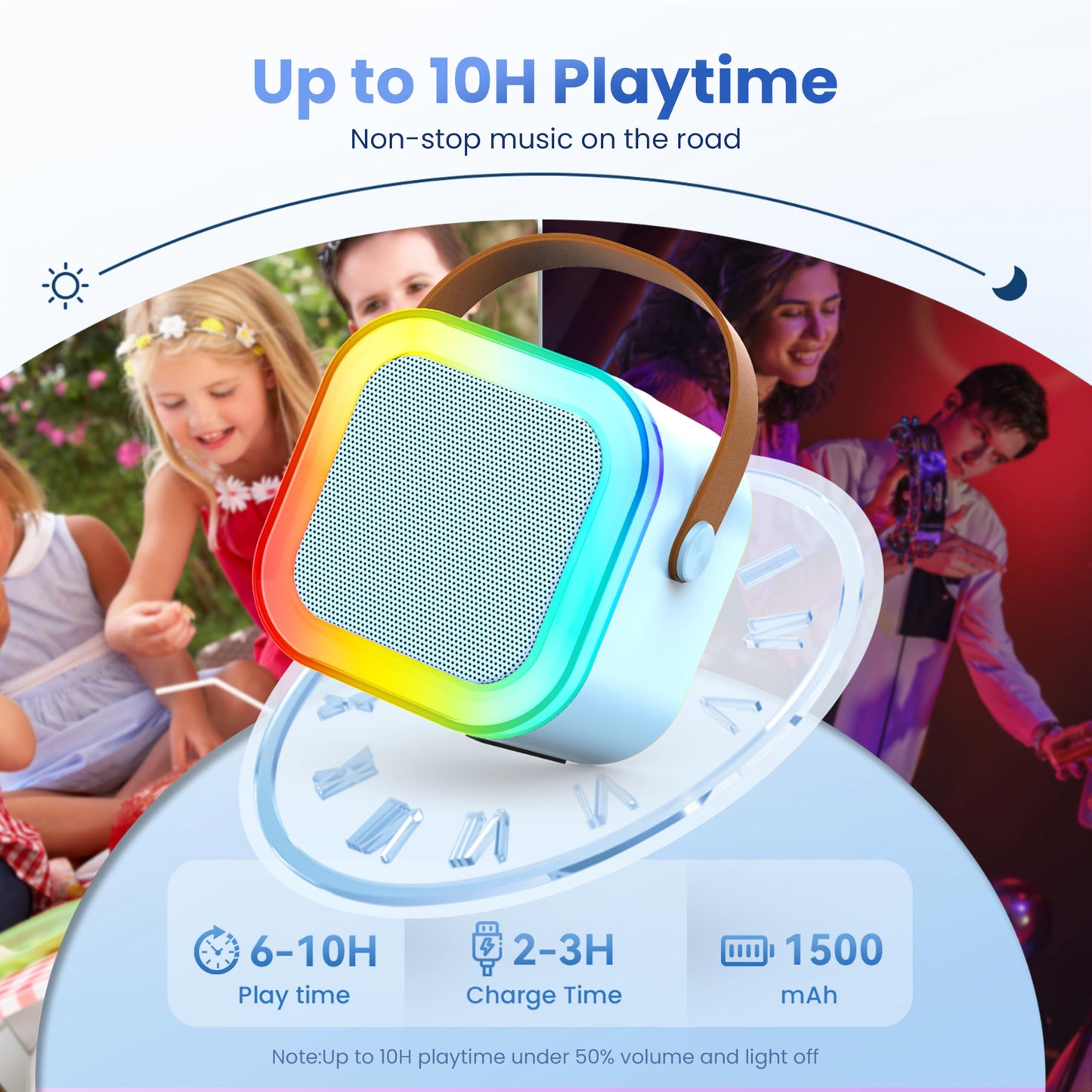 Karaoke Machine for Kids Adults, Portable Bluetooth Mini Karaoke Microphone Singing Speaker Karaoke Player with 2 Wireless Mic Toys for All Smartphones,Birthday, Family,Home Party (Light Blue)