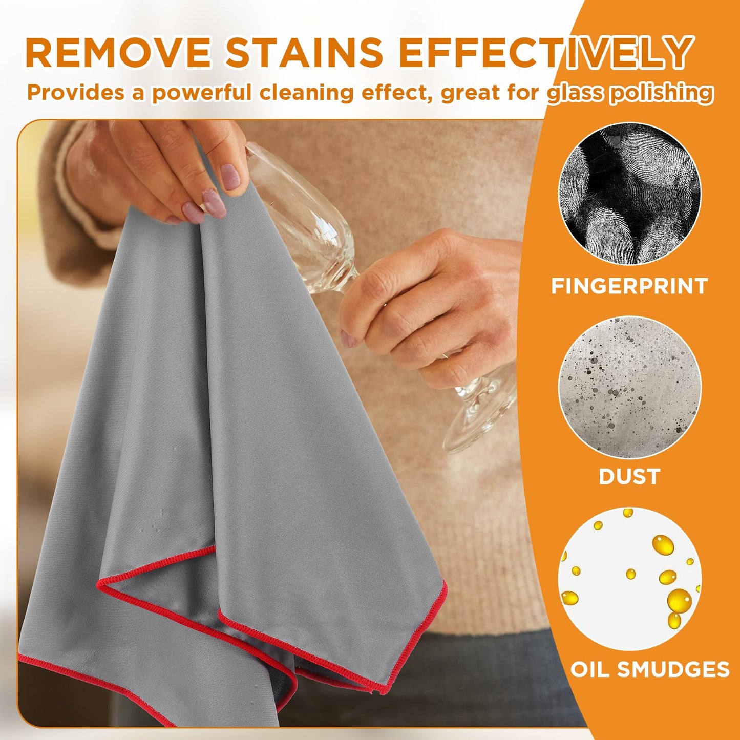 MAQUITA 6 Pcs Wine Glass Polishing Cloths Large Microfiber Cleaning Cloths 24 x 18 Inch Lintless Towels for Drying Wine Glasses Cleaning Window Stemware Dishes Glassware
