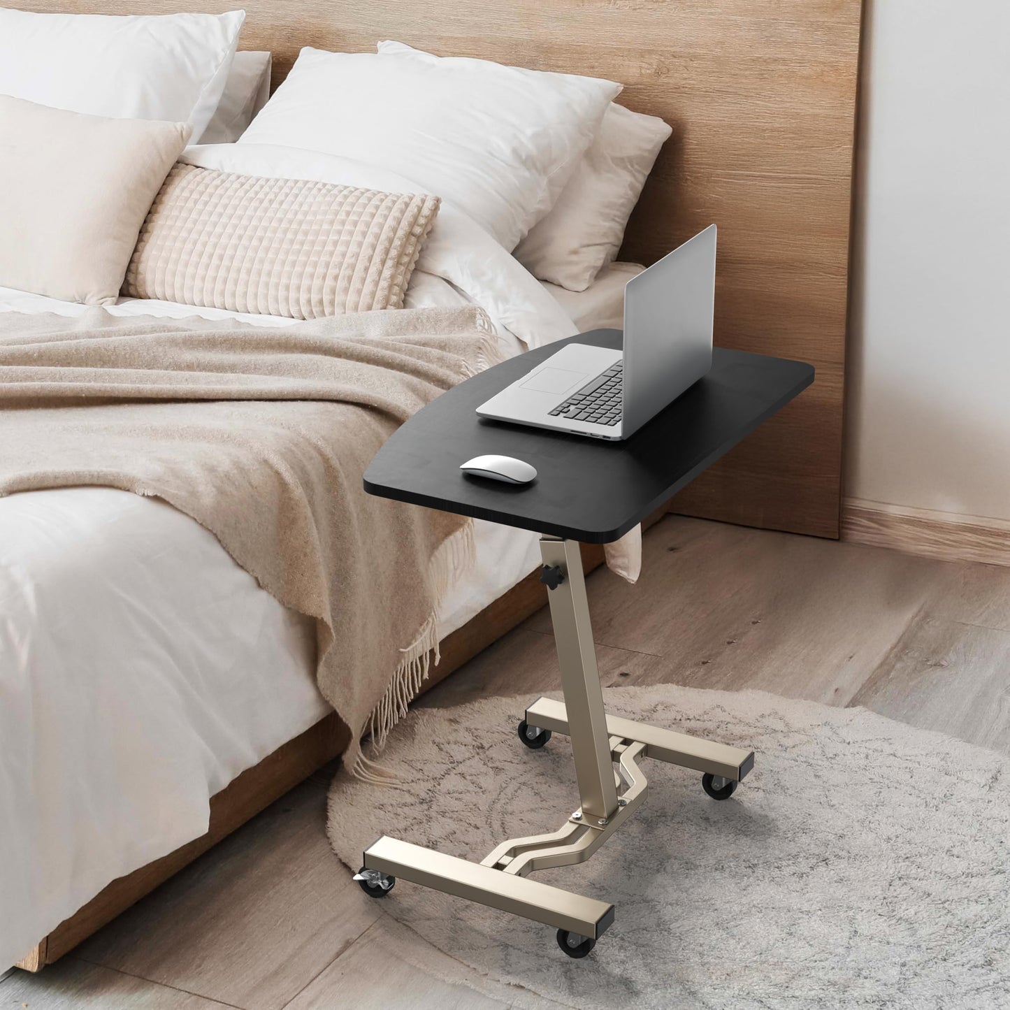 SHW Mobile Height Adjustable Laptop Rolling Cart with Height Adjustment from 28" to 33" (71 cm to 84 cm), Espresso