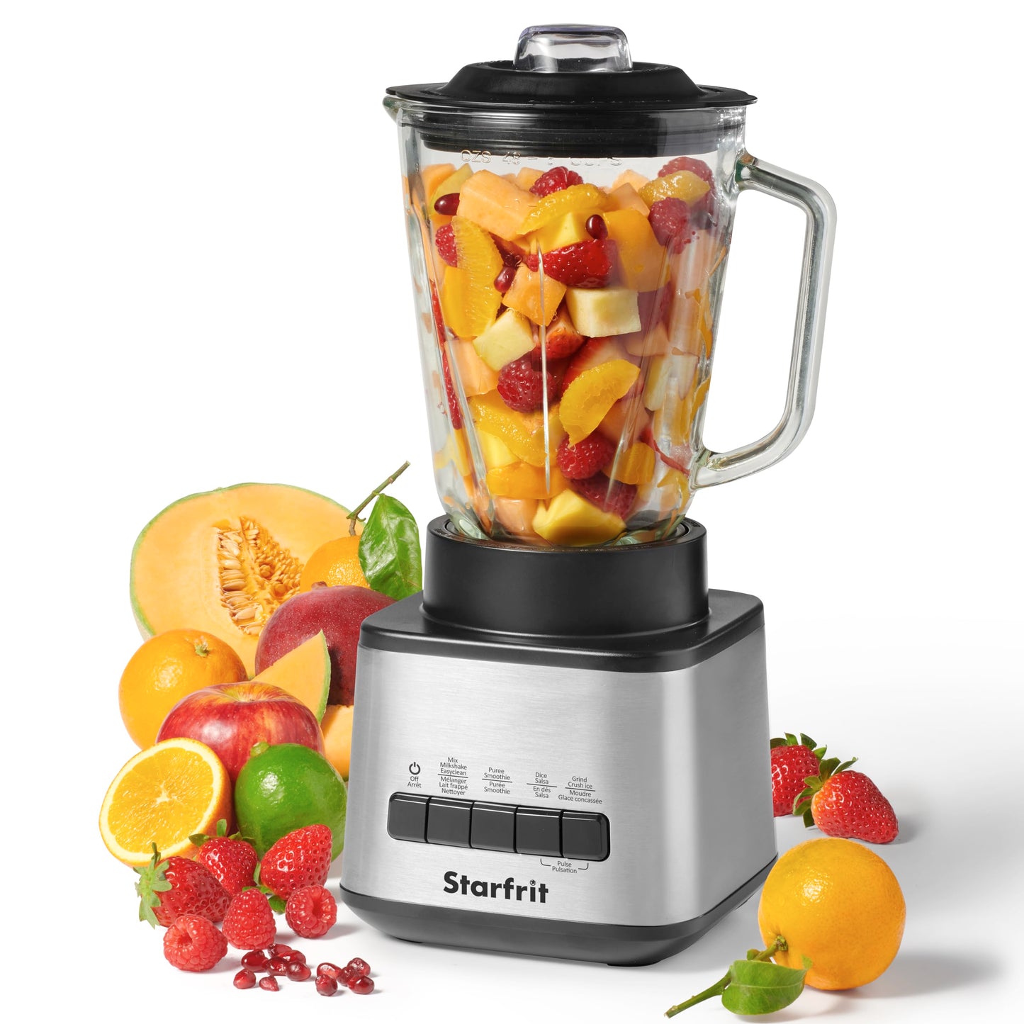 Starfrit 1.5L Blender - 450W with Stainless Steel Blades - 2 Speeds & Pulse Mode - Graduated Glass Pitcher - Non-Slip Feet