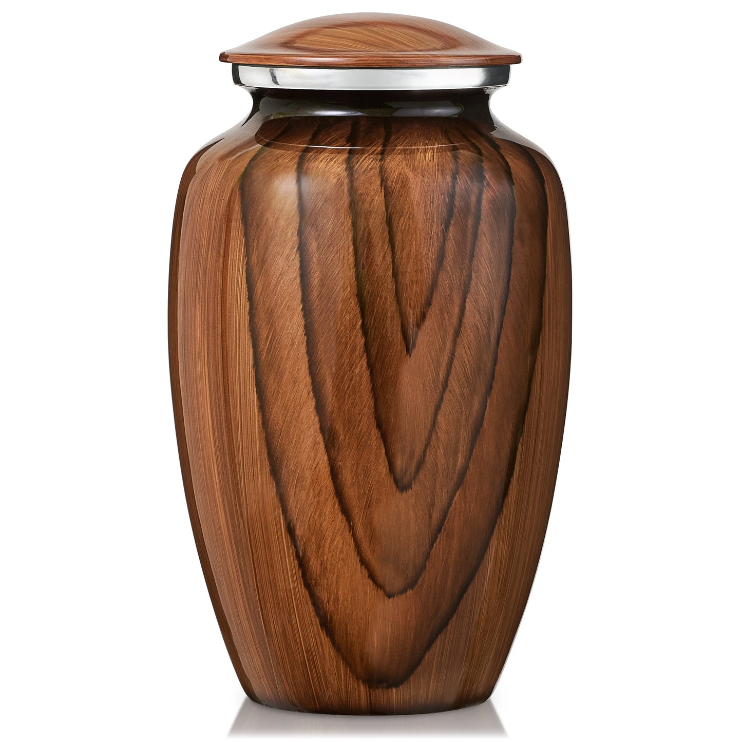 Aubree Woodgrain Aluminum Urns for Adult Male. Cremation urns for Human Ashes Adult Female. Decorative Wood urns for Human Ashes by Restaall