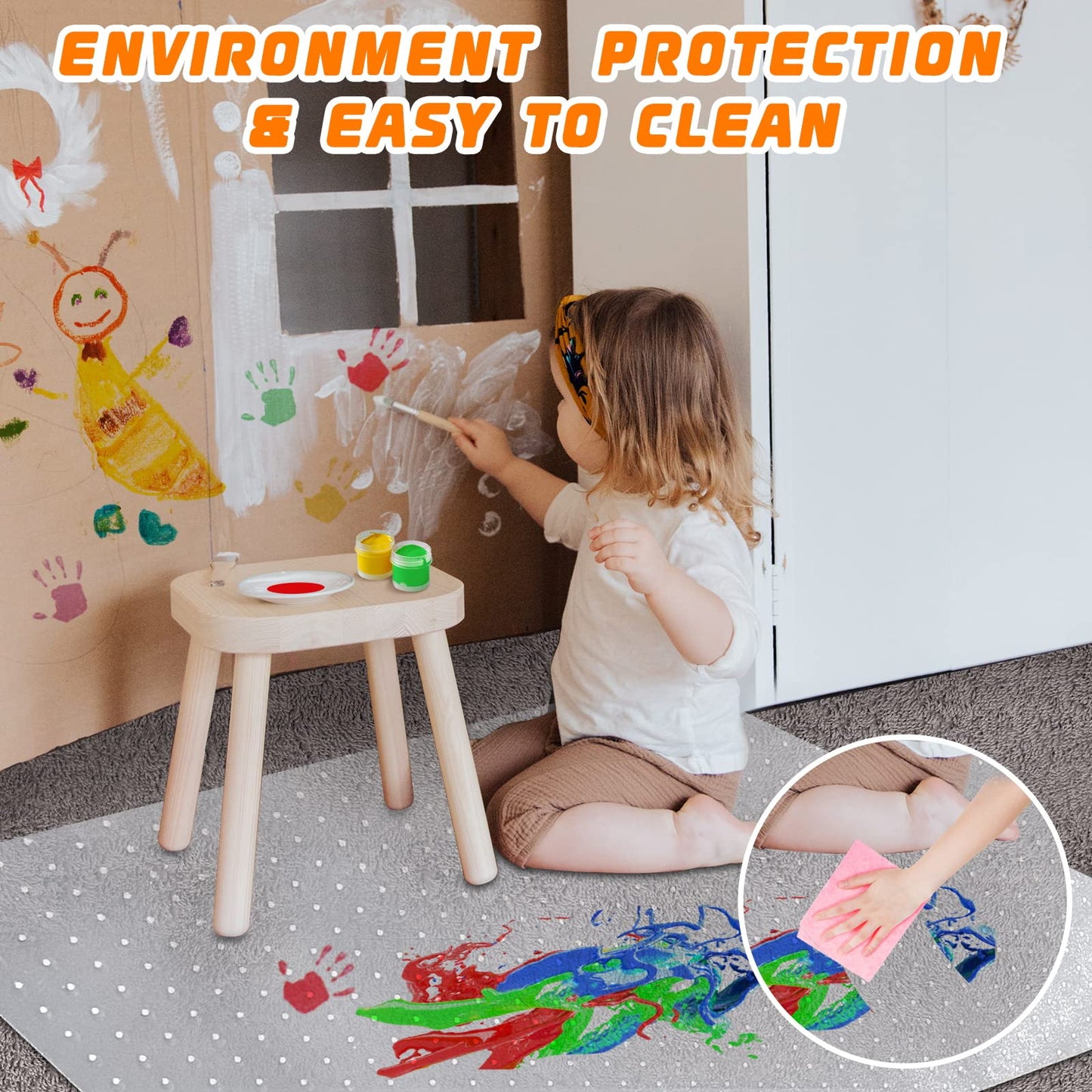 SHAREWIN Office Chair Mat for Carpet Floors, 47" x 59" Clear Desk Chair Mats for Low Pile Carpeted Protector, Sturdy PVC Computer Thin Chair Mats Anti-Slip and Easy to Clean for Home & Office